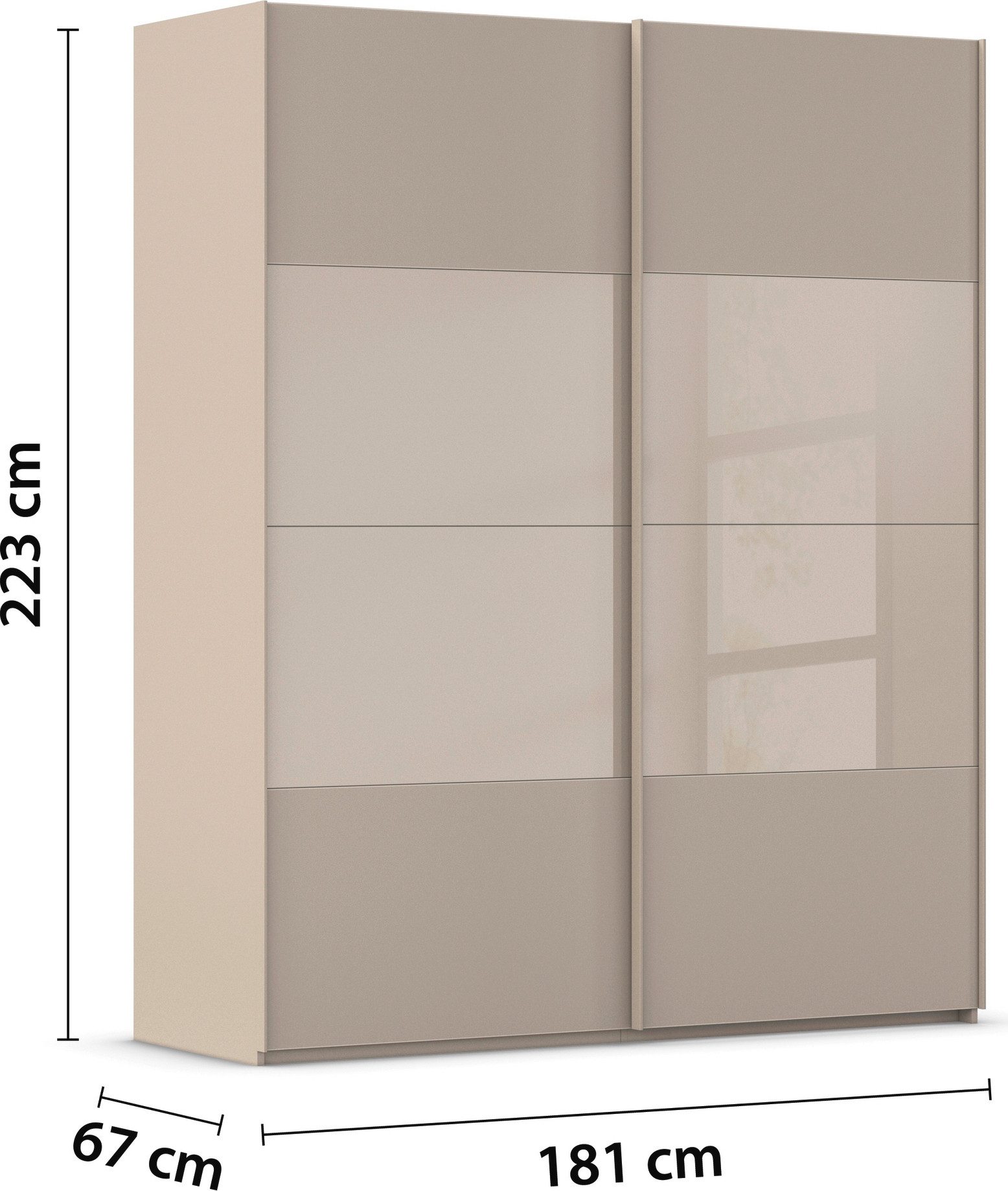 rauch Schuifdeurkast Kledingkast Kast Garderobe Slaapkamerkast SCALE-FYRA edel vierdelige deuren glas mat/glanzend veel kleuren made in germany