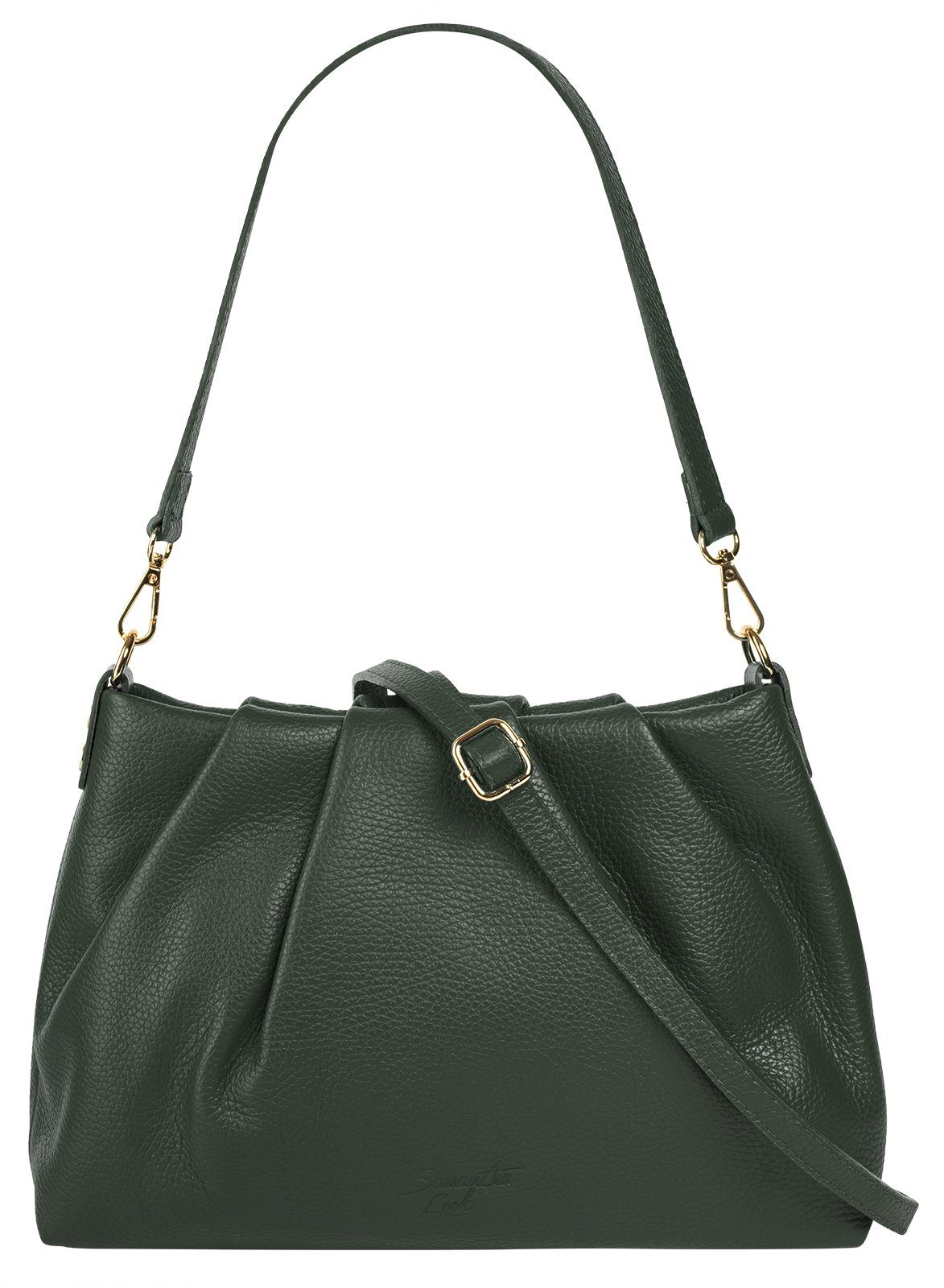 Samantha Look Schoudertas echt leer, made in italy dames tassen groen