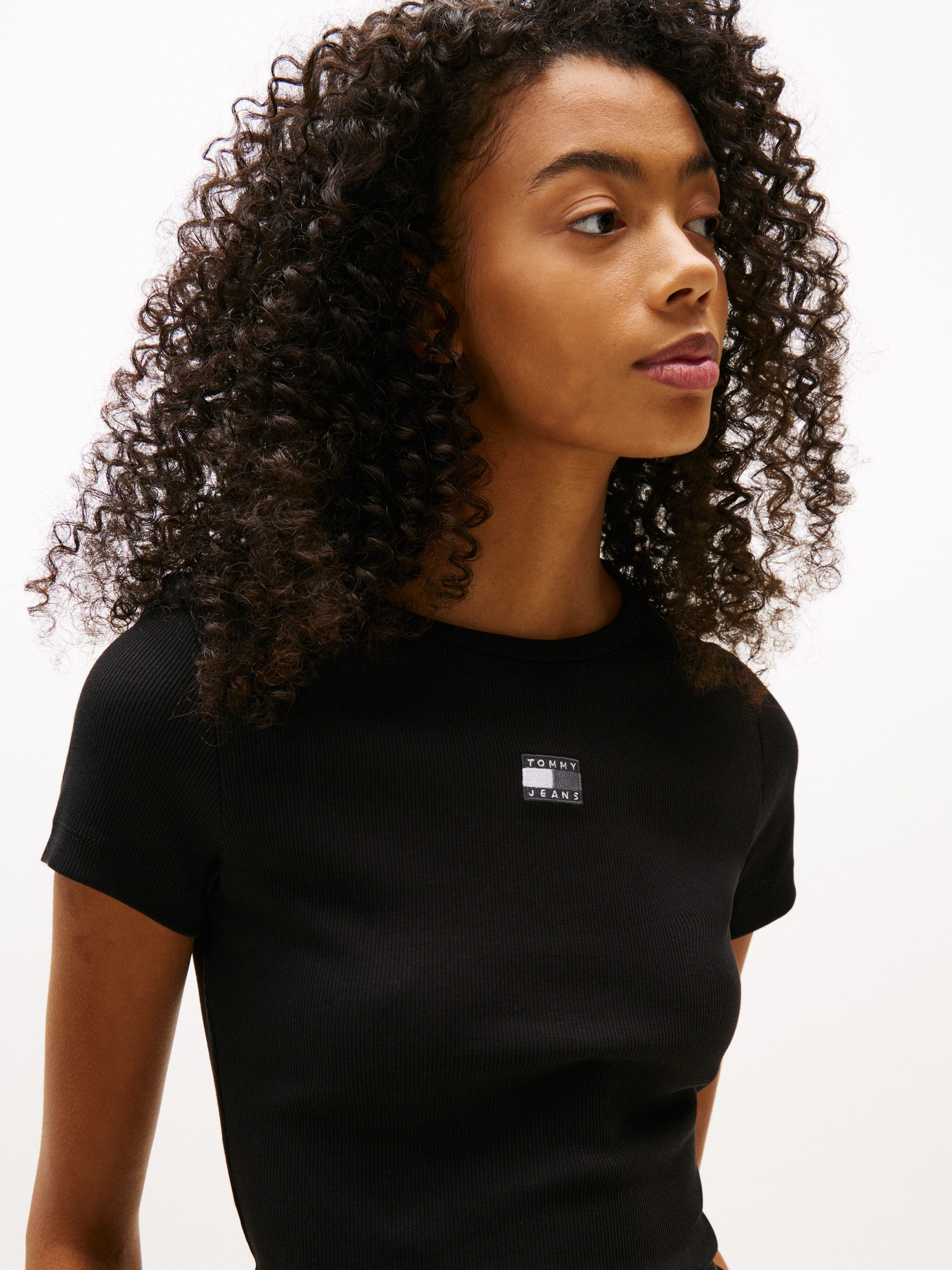 TOMMY JEANS Shirt met korte mouwen TJW SLIM BADGE RIB TEE