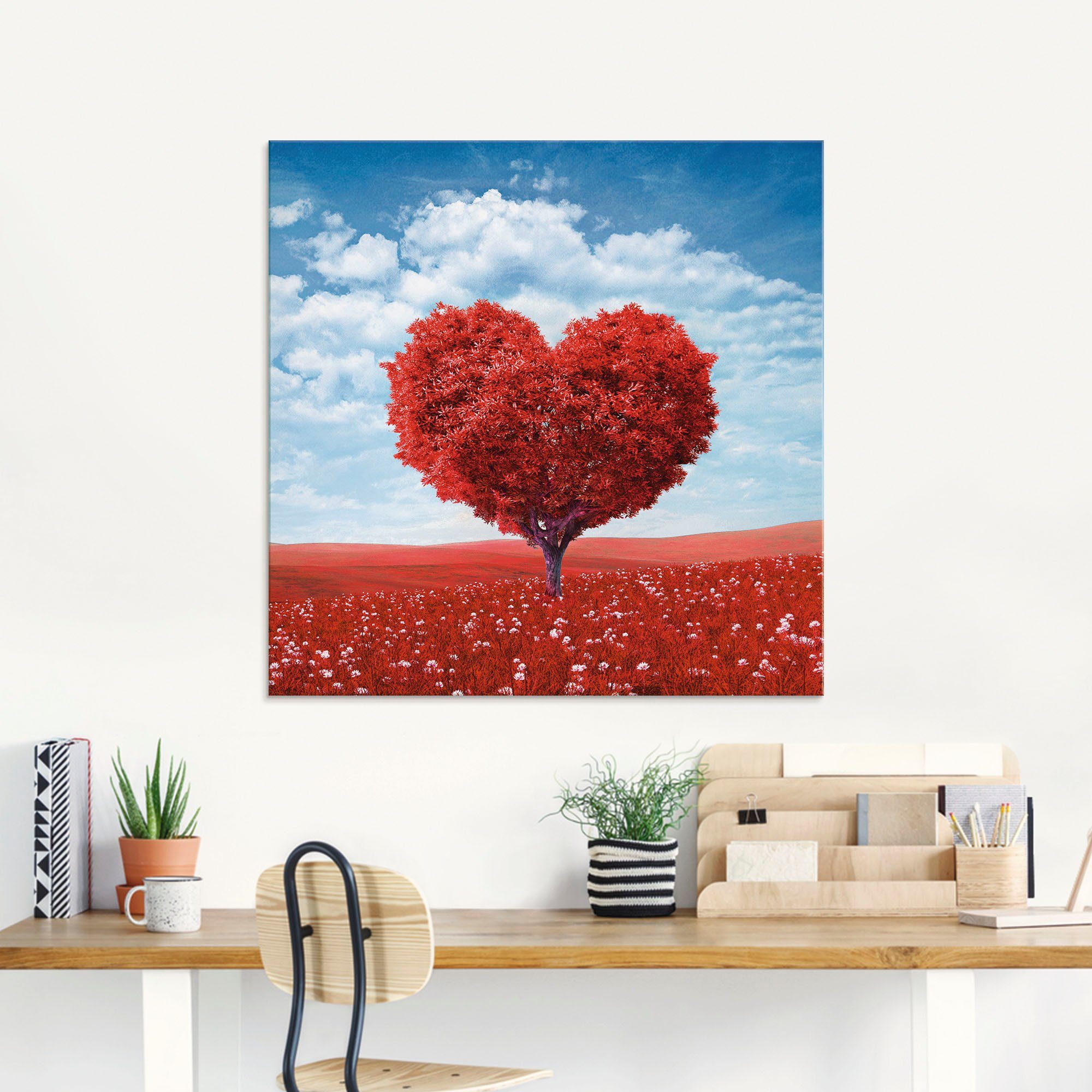 Artland Print op glas Boom in de vorm van een hart