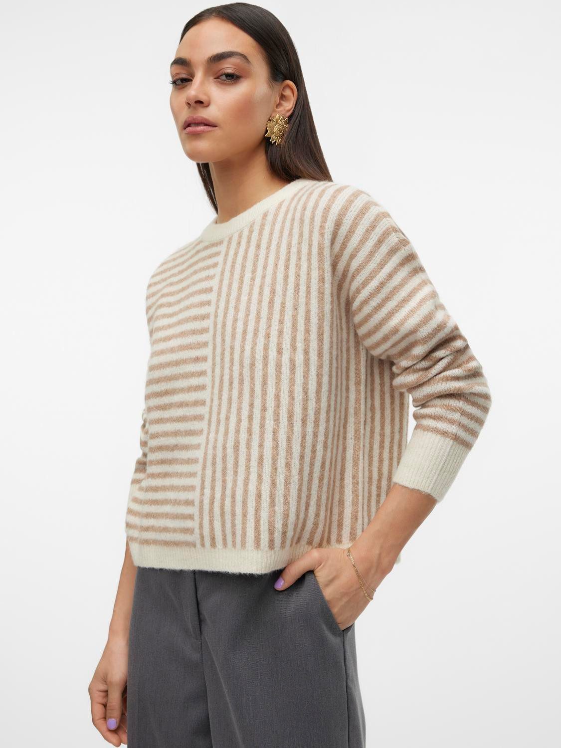 Vero Moda Gebreide trui VMURANUS LS ONECK CROPPED PULLOVER GA BF
