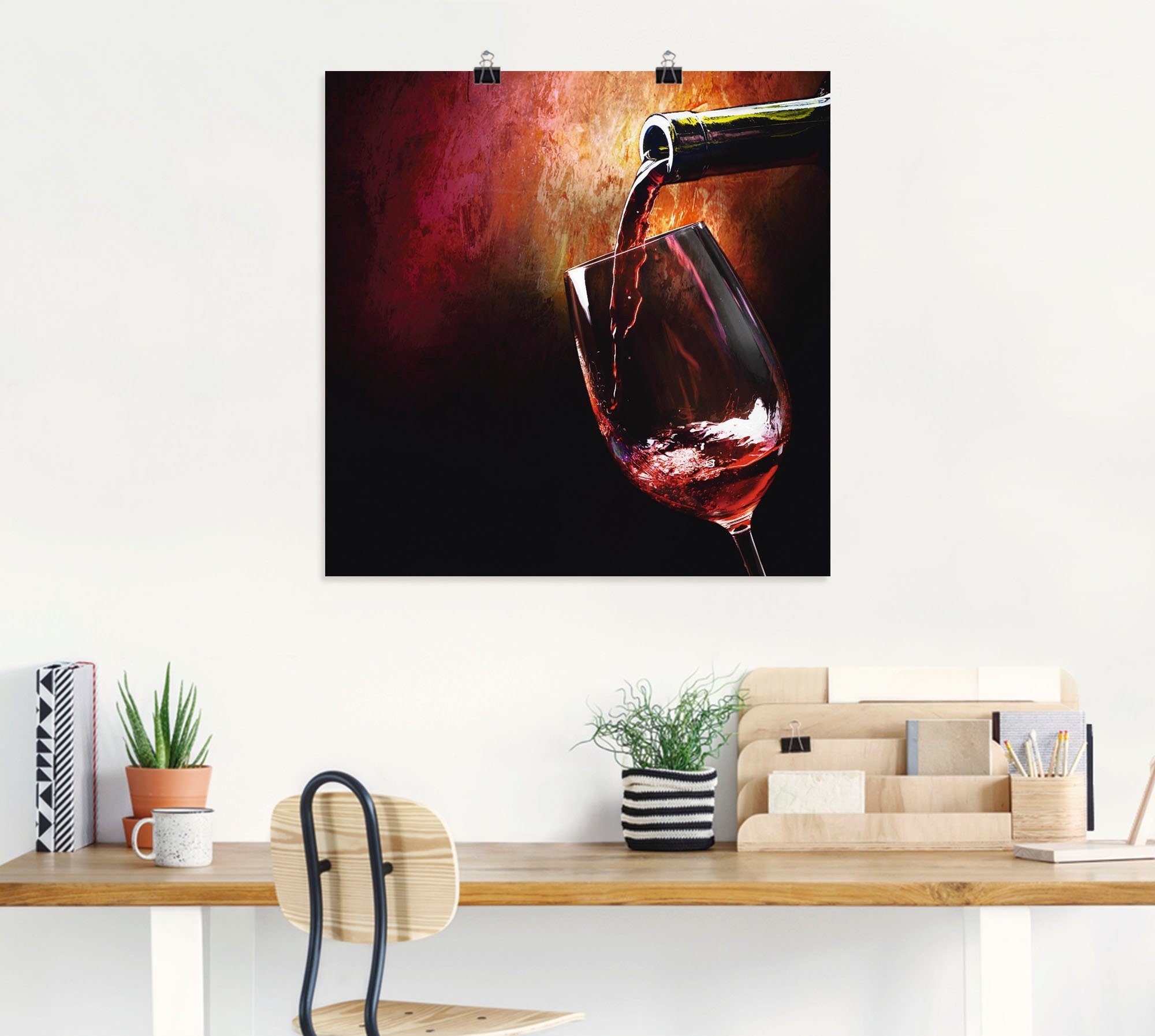 Artland Artprint Wijn - rode wijn als artprint van aluminium, artprint voor buiten, artprint op linnen, poster, muursticker