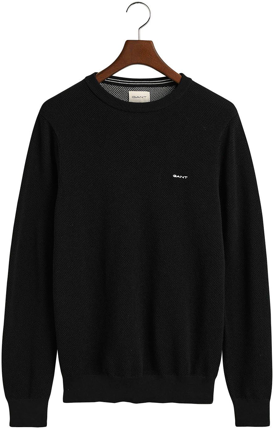Gant Trui met ronde hals COTTON PIQUE C-NECK met logoborduursel op borsthoogte