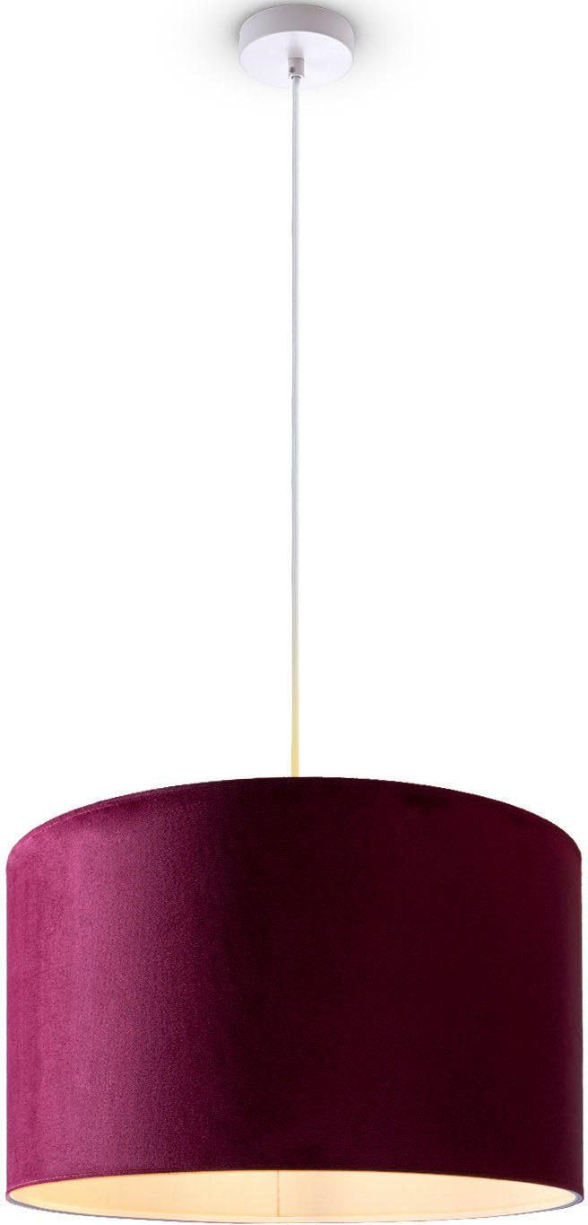 Paco Home Hanglamp Hugo uni Color Woonkamer lampenkap van velours uni-kleuren decoratie E27 kabel 1,5m