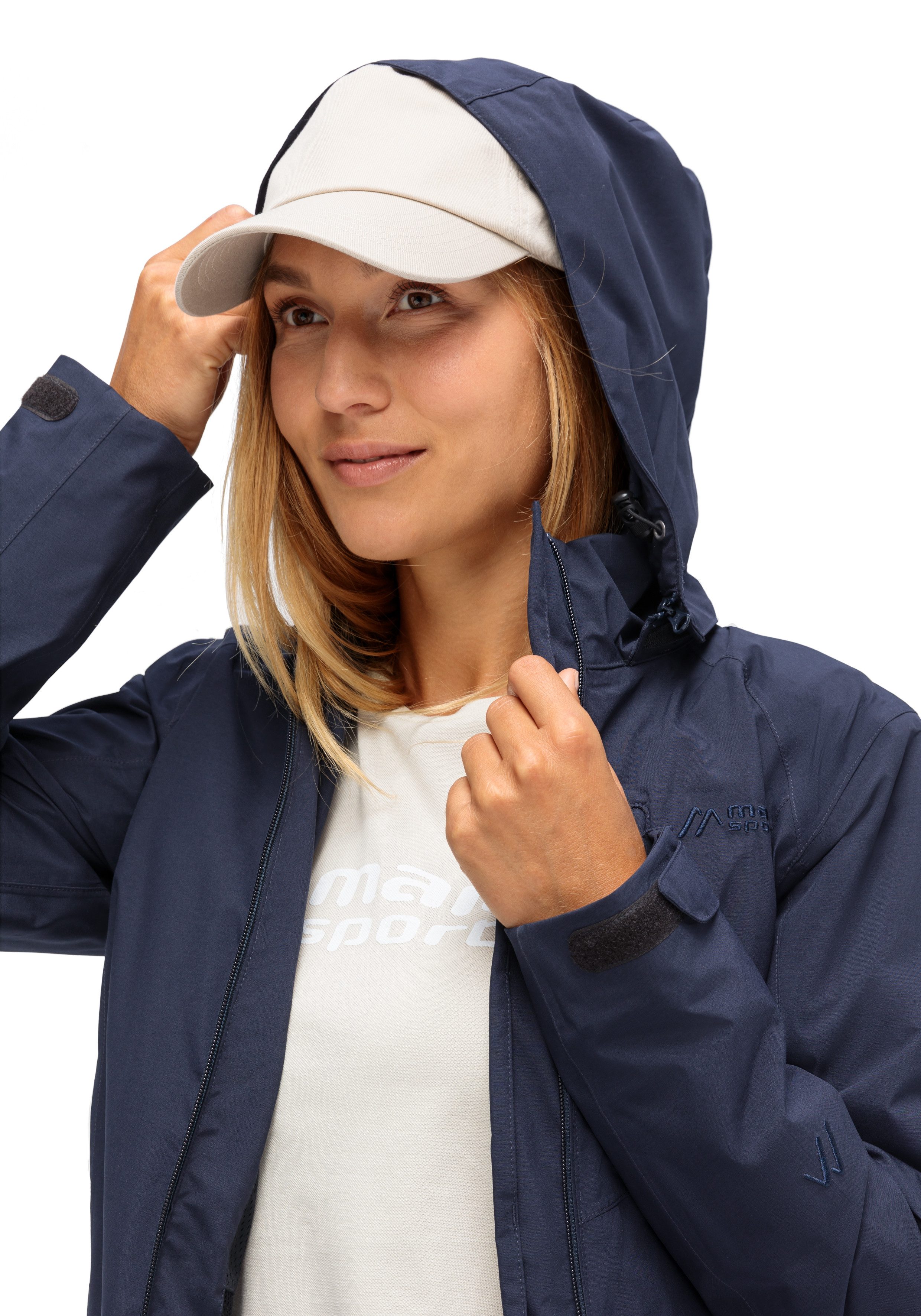 Maier Sports Outdoorjack Perdura rec W Dames functionele mantel, waterdichte mantel met capuchon, wandeljas
