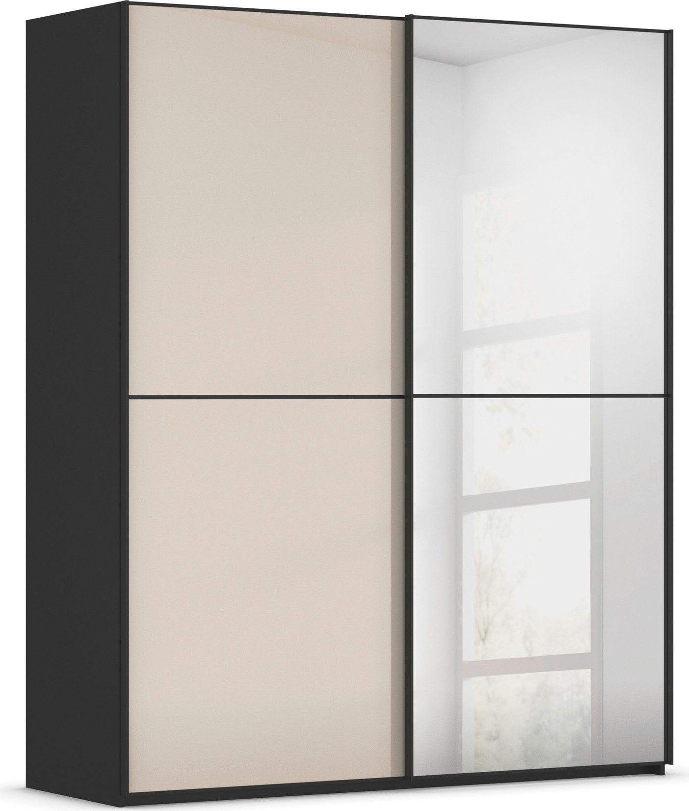 rauch Schuifdeurkast Kledingkast Kast Garderobe Slaapkamerkast SCALE-DUO edel tweedelige deuren spiegel/glas-mix 3 sierlijsten made in germany