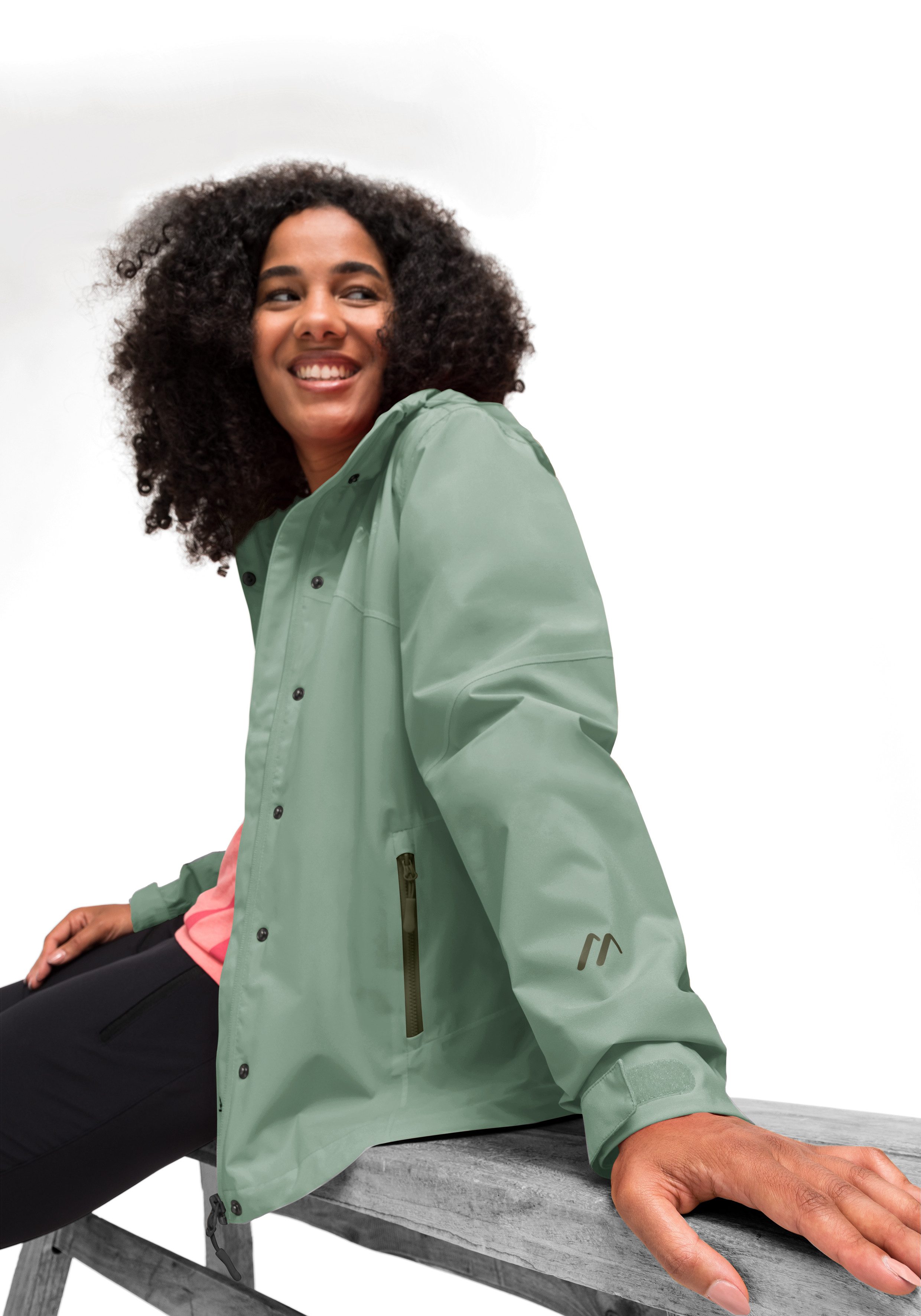 Maier Sports Outdoorjack Metor rec W Dames regenjack met capuchon, waterdicht, 2 buitenzakken, binnenzak