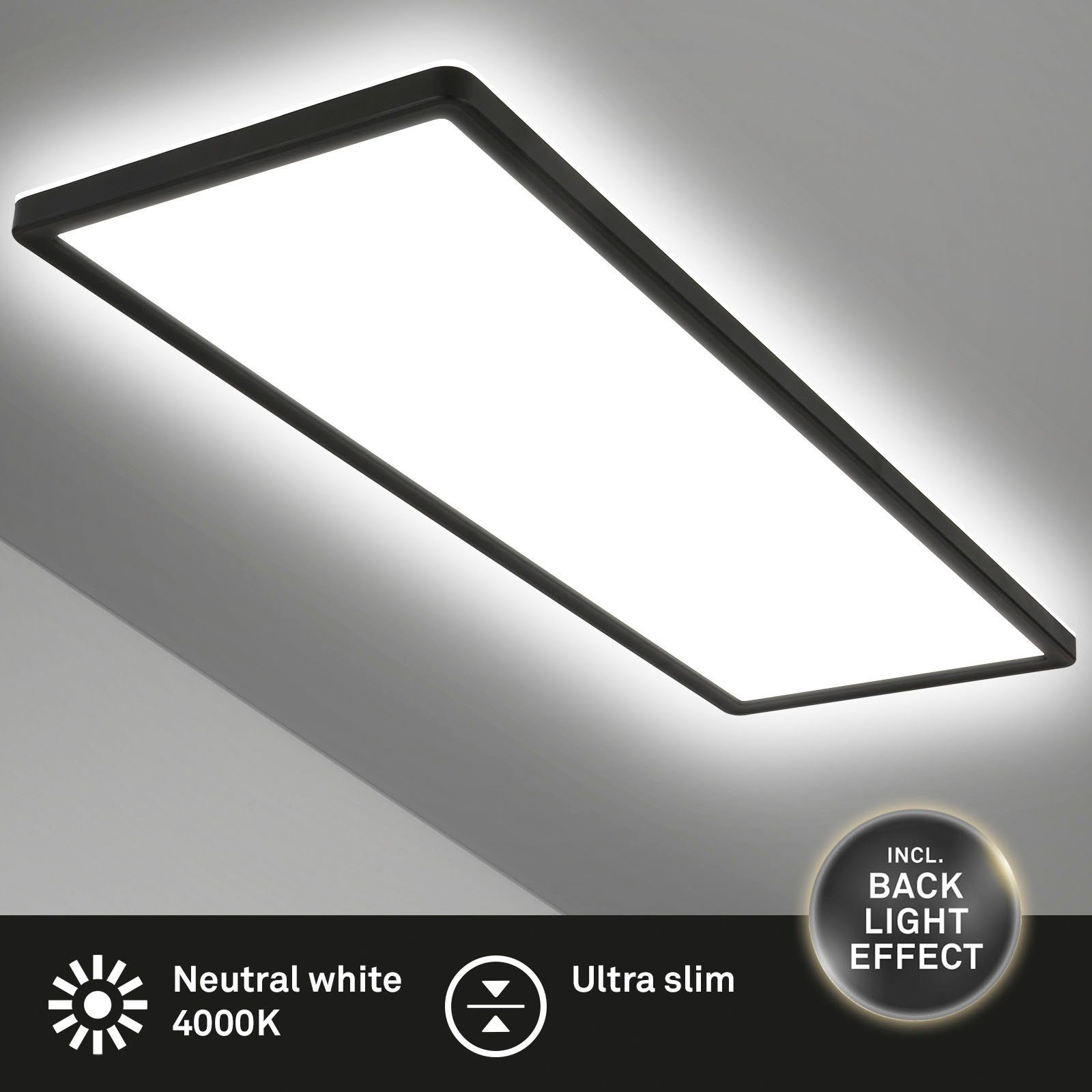 Briloner Leuchten Led-paneel SLIM Plafondlamp, ultraflauw, backlight effect, woonkamer, slaapkamer