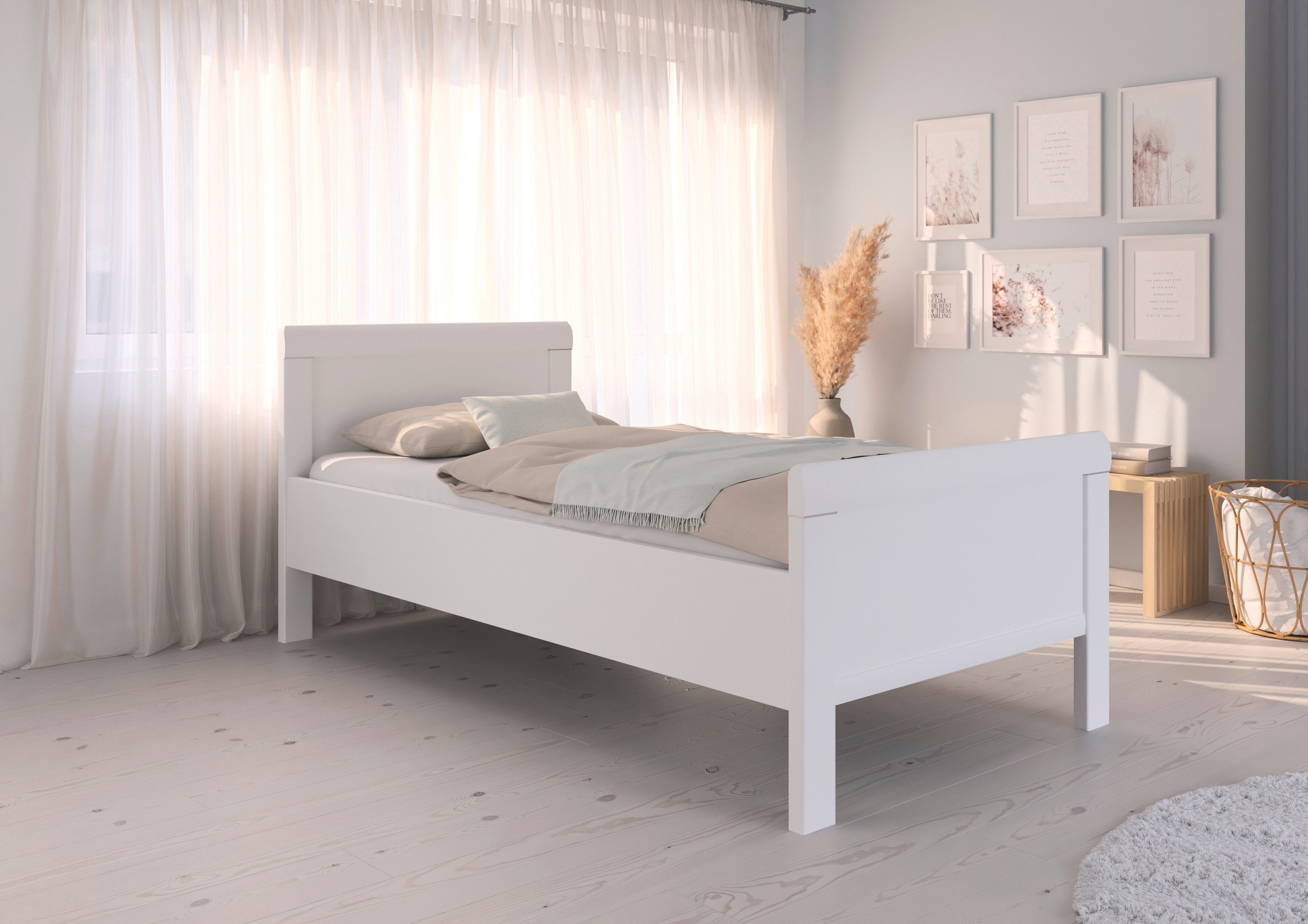 rauch Bed Eenpersoons Stollenbed EVELYN in comfortabele hoogte van houtmateriaal in elegante stijl made in germany