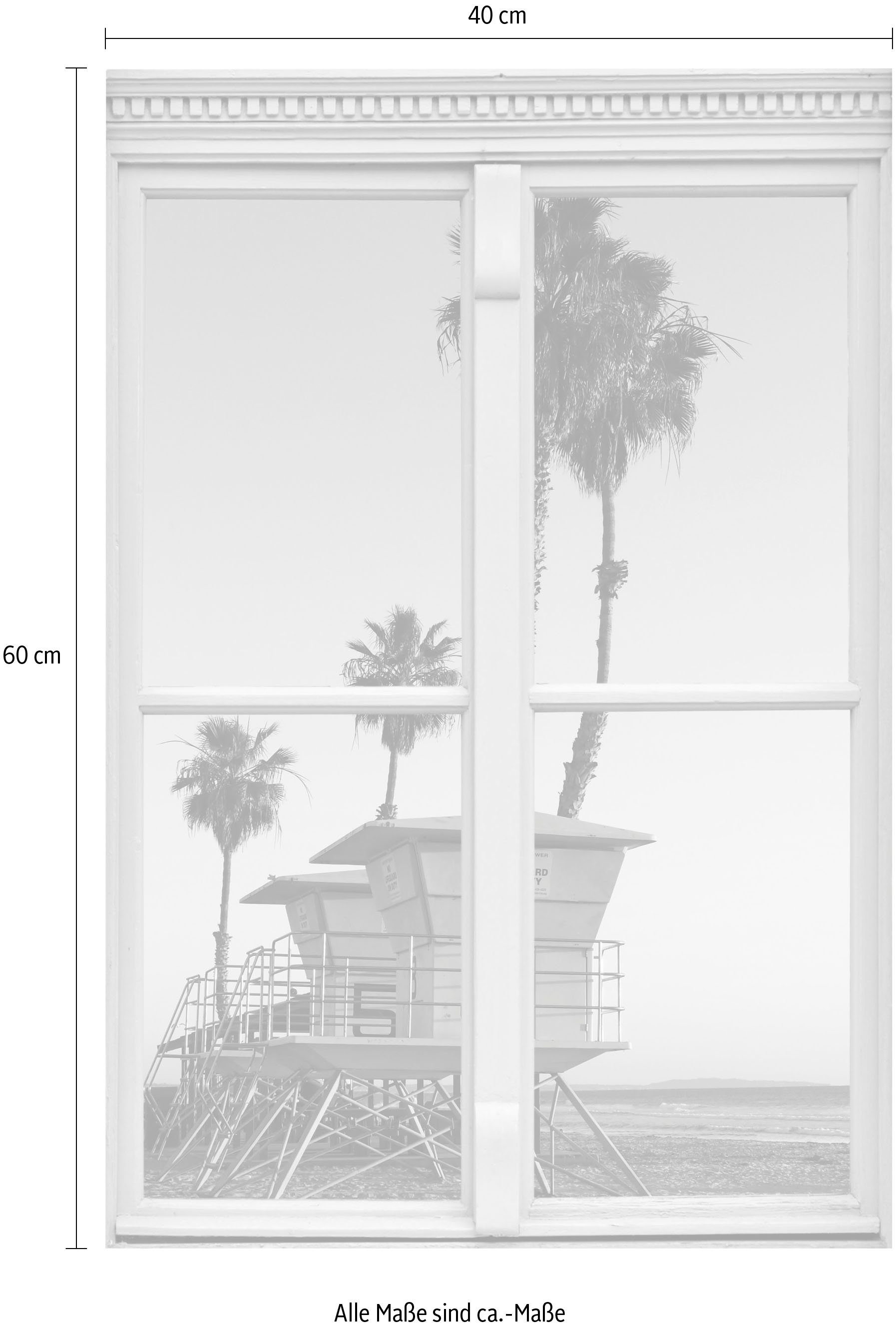 queence Wandfolie Strand Muursticker, muurdecoratie, zelfklevend, 3D, raam