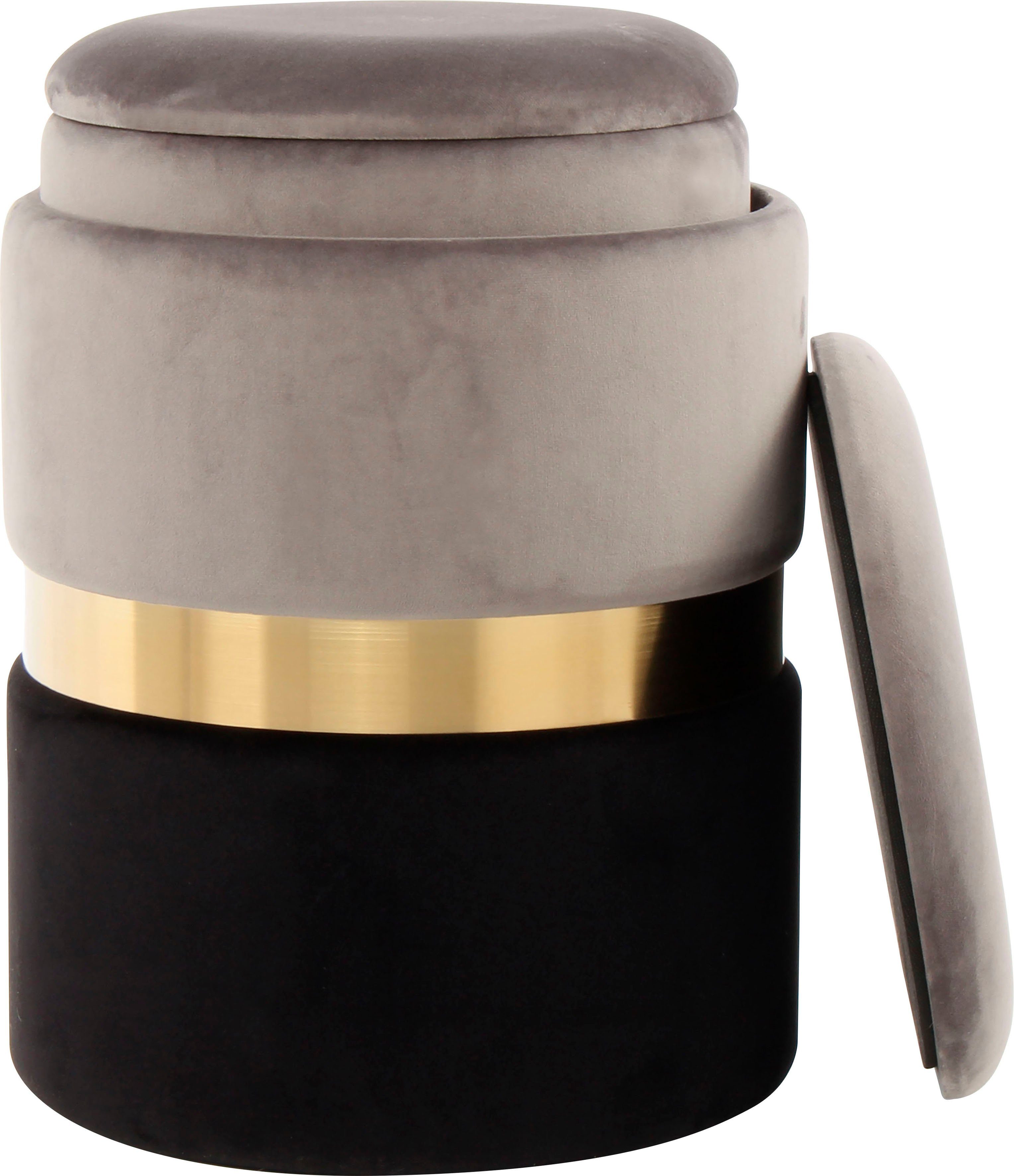Kayoom Hocker met bergruimte Kruk Zora 125 2-delige set, fluweelzachte stof bekleding, ronde elegante vorm (set, 2 stuks)