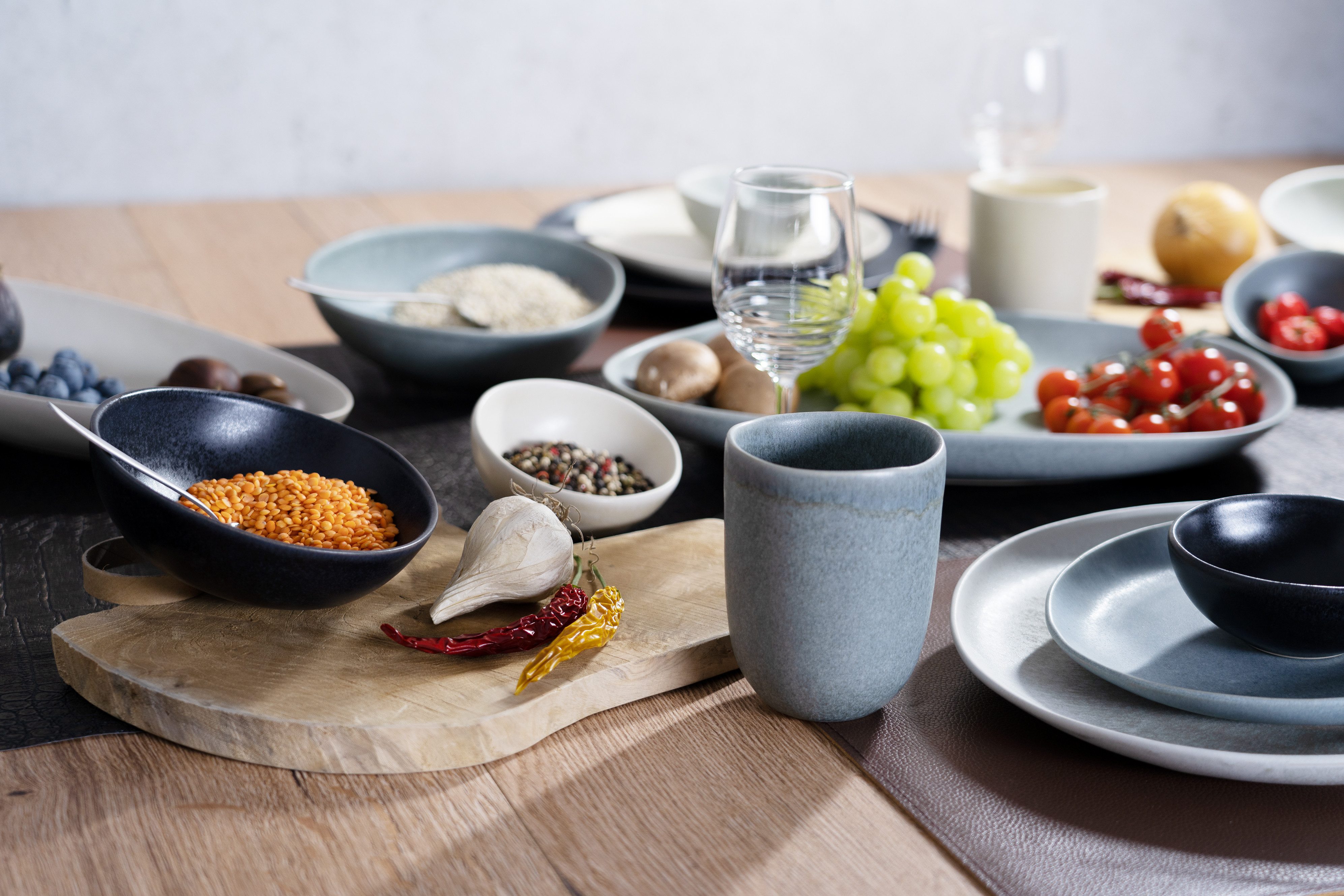 CreaTable Serveerschaal Pietra Slakom, snackschaal, elk exemplaar is uniek, made in Europe (set, 4-delig)