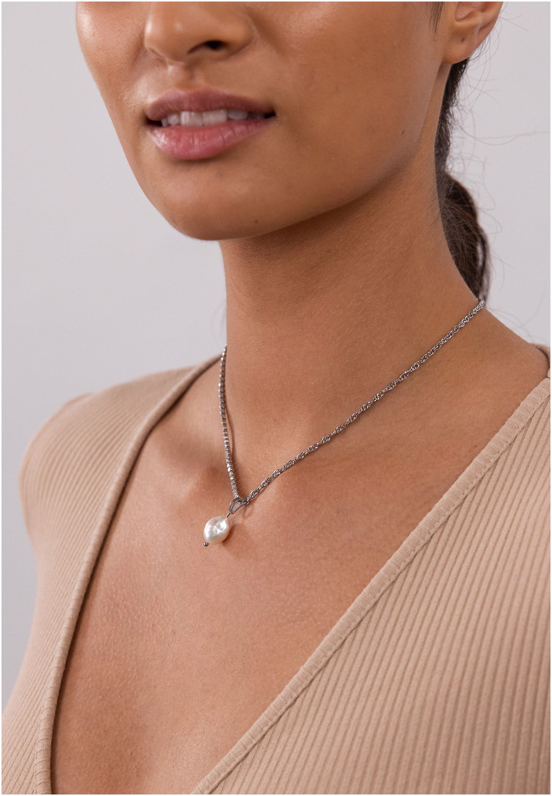 Purelei Ketting met hanger Sieraad cadeau Elua glitter, 2108 met zirkoontjes (synth.) - met zoetwater-cultivéparel