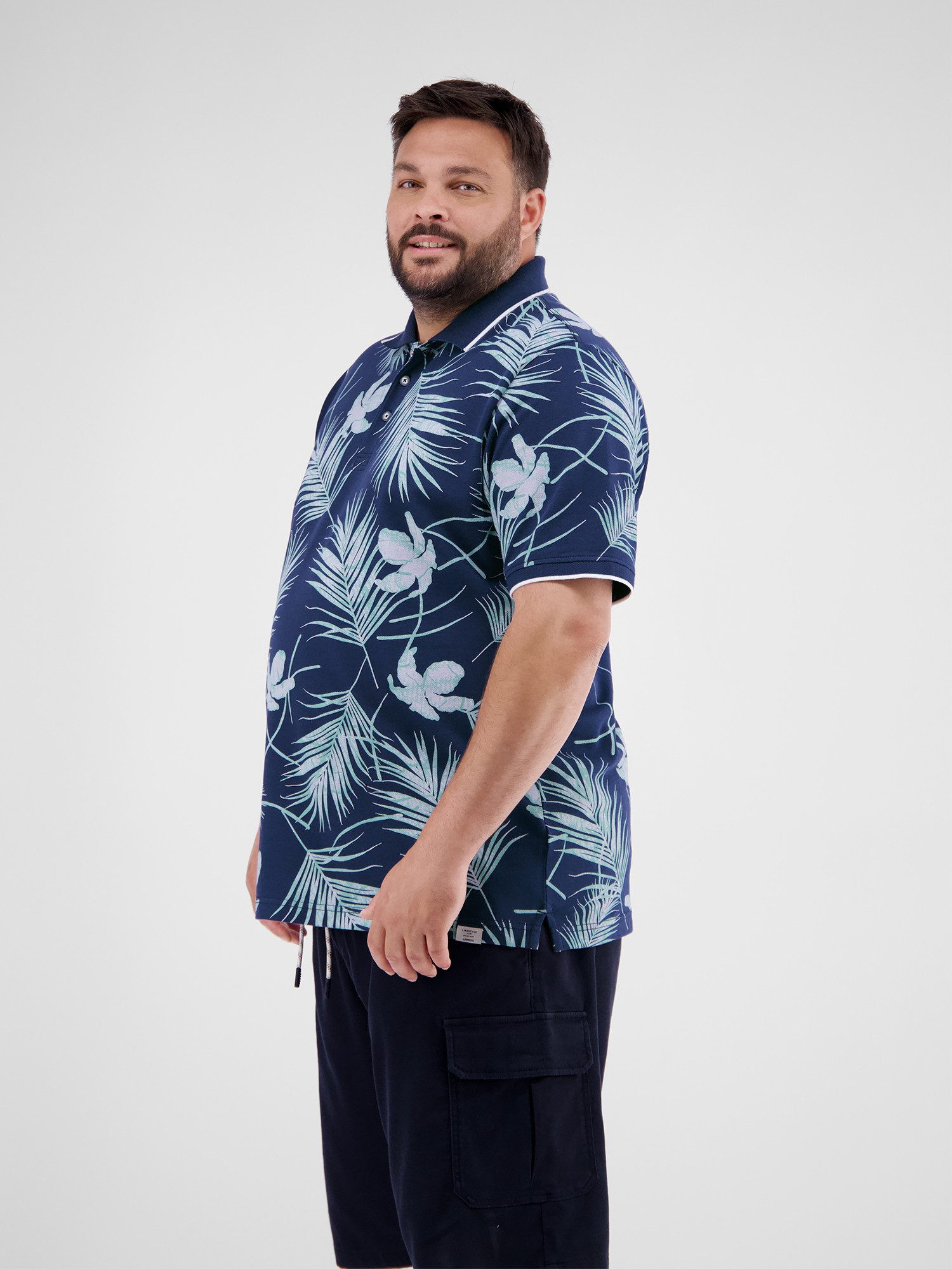 Lerros Poloshirt LERROS heren poloshirt, bloemig gedessineerd in grote maten