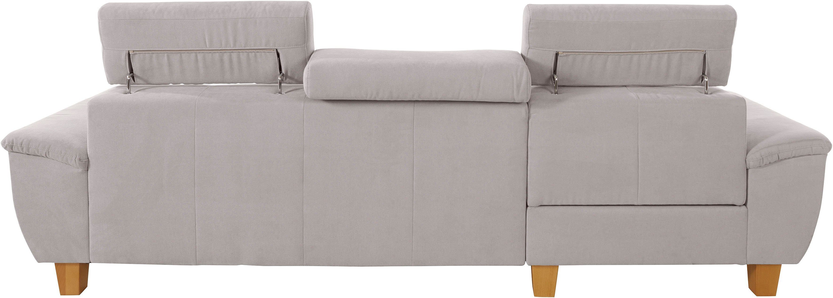 exxpo - sofa fashion Hoekbank Enya, uitgebreide afwerking, hoog zitcomfort, comfortabel, L-vorm inclusief verstelbare hoofdsteun, naar keuze met slaapfunctie en bedkist
