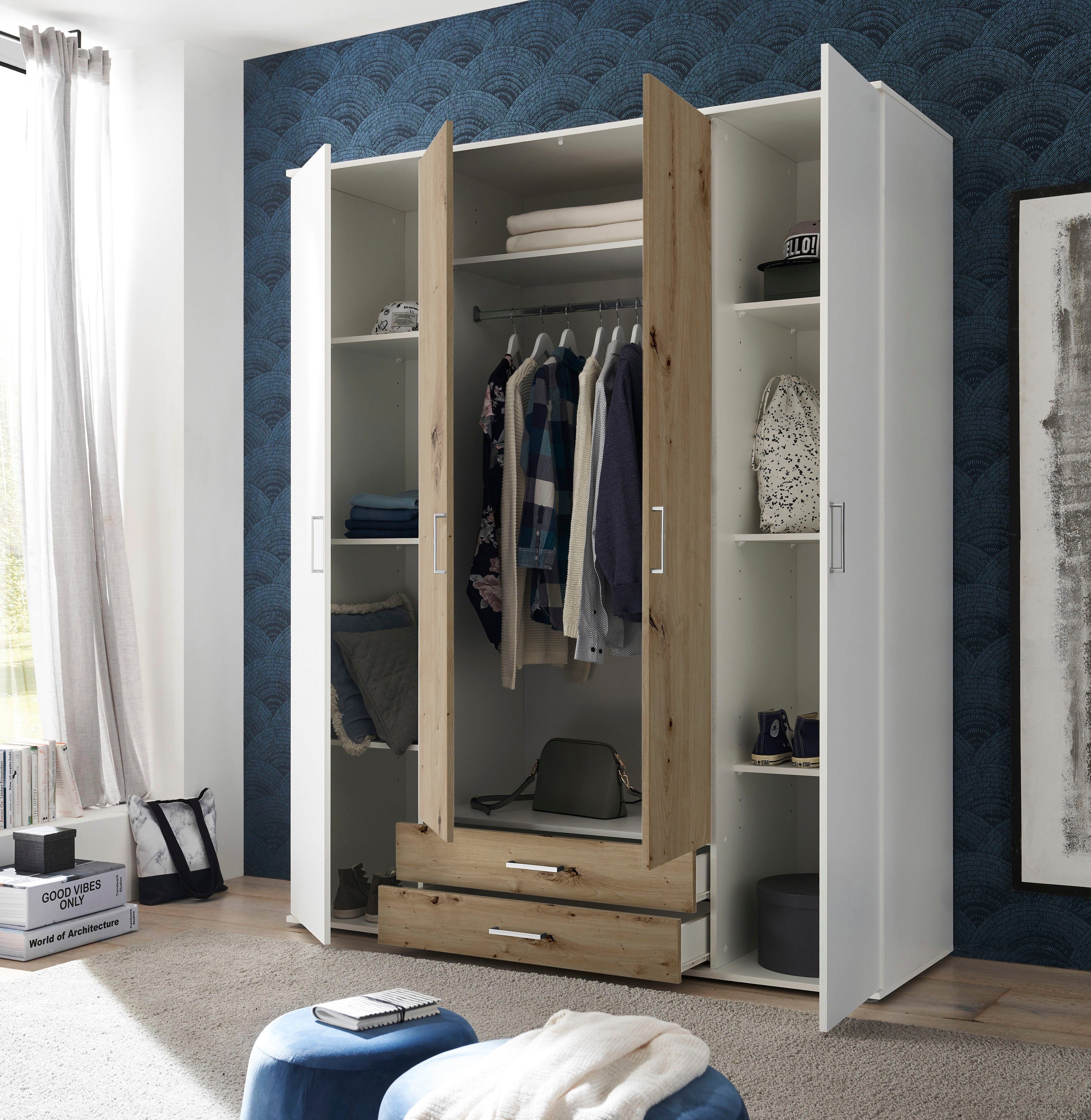 Schlafkontor Kledingkast Marburg bestseller kast garderobe met lades Slaapkamerkast in topkwaliteit, in 2 breedtes