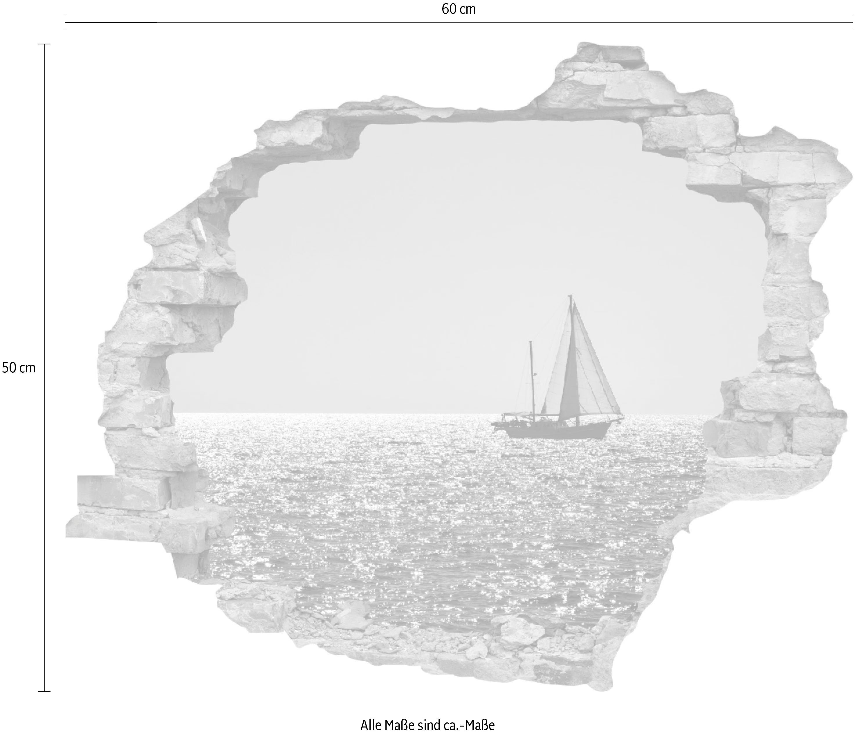 queence Wandfolie Zeilboot Muursticker, muurdecoratie, zelfklevend, 3D, muurdurchbraak (1 stuk)
