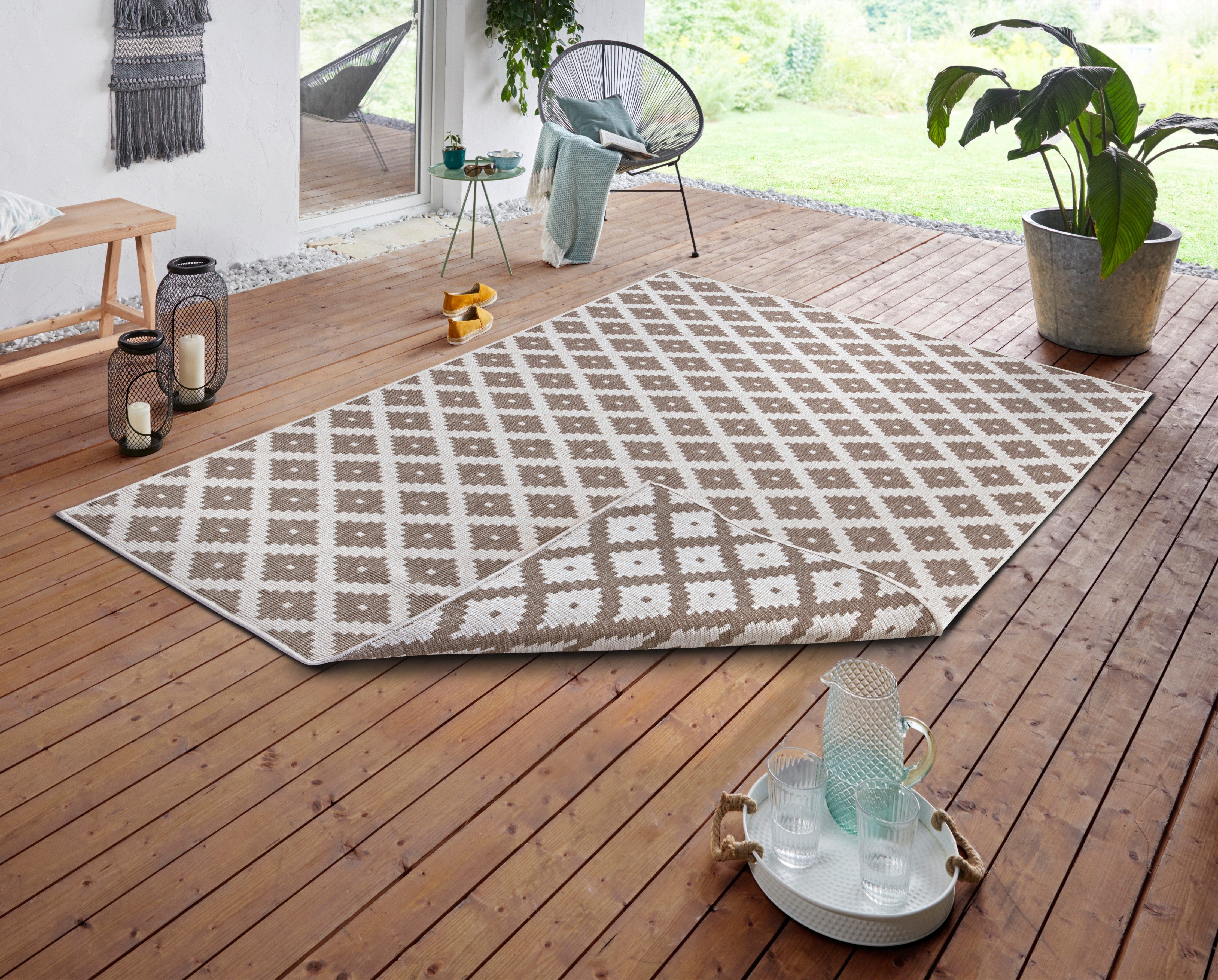 NORTHRUGS Vloerkleed Nizza omkeerbaar tapijt Binnen- en buitengebruik, weerbestendig, balkon, loper, woonkamer, waterbestendig