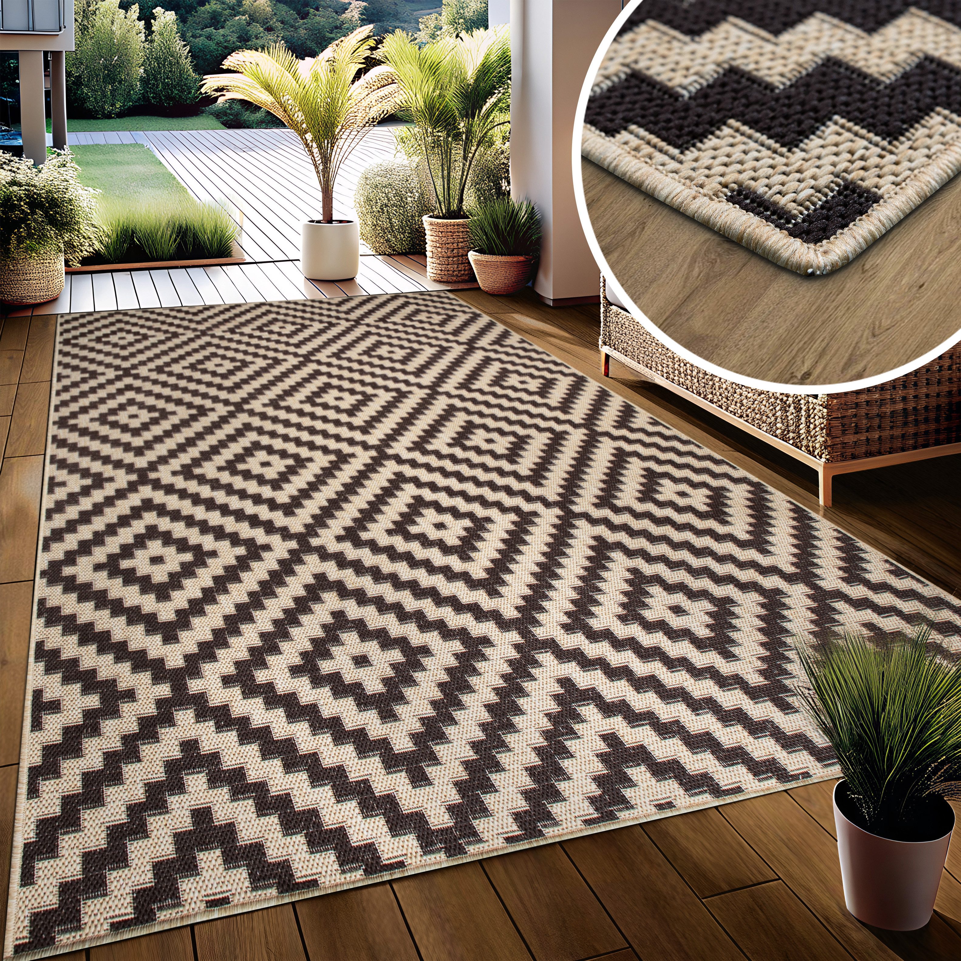 my home Vloerkleed Cordoba is ook als loper verkrijgbaar Geschikt voor binnen en buiten, sisal-look, weerbestendig & uv-bestendig, boho