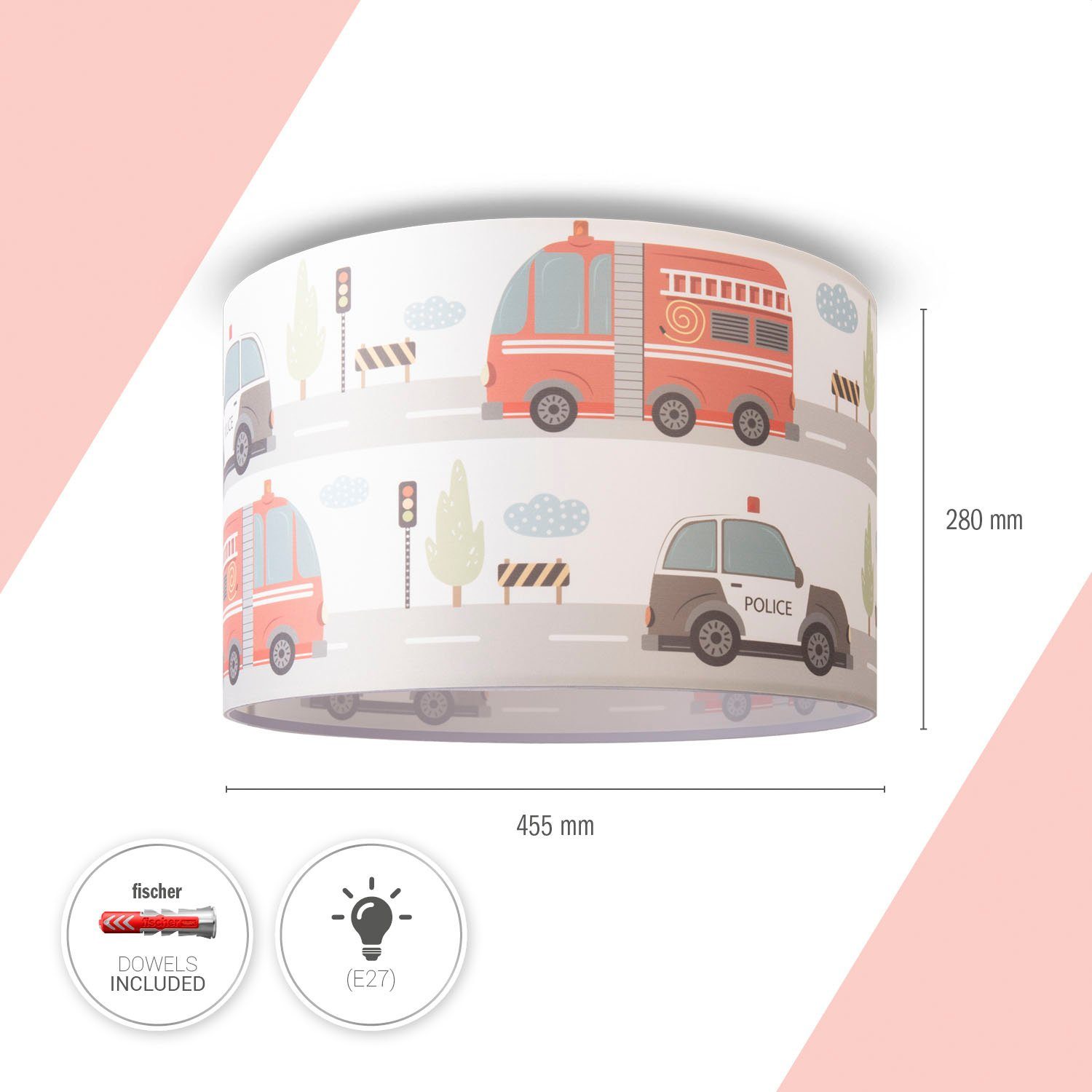 Paco Home Plafondlamp Hugo Capri Kinderkamer plafondlamp speelkamer baby straat auto wolken