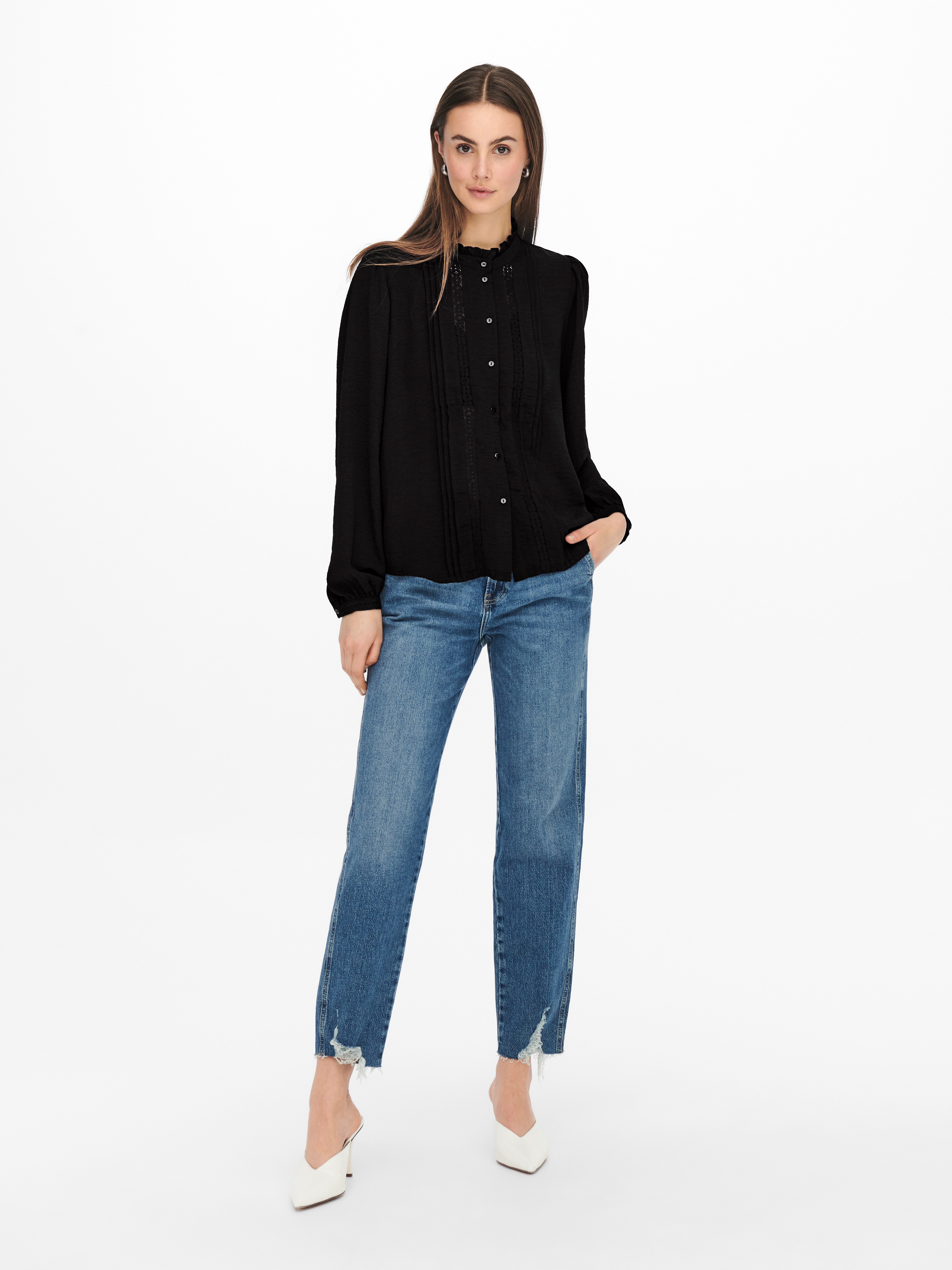 JDY Blouse met ruches JDYELLIS L/S LACE SHIRT WVN NOOS