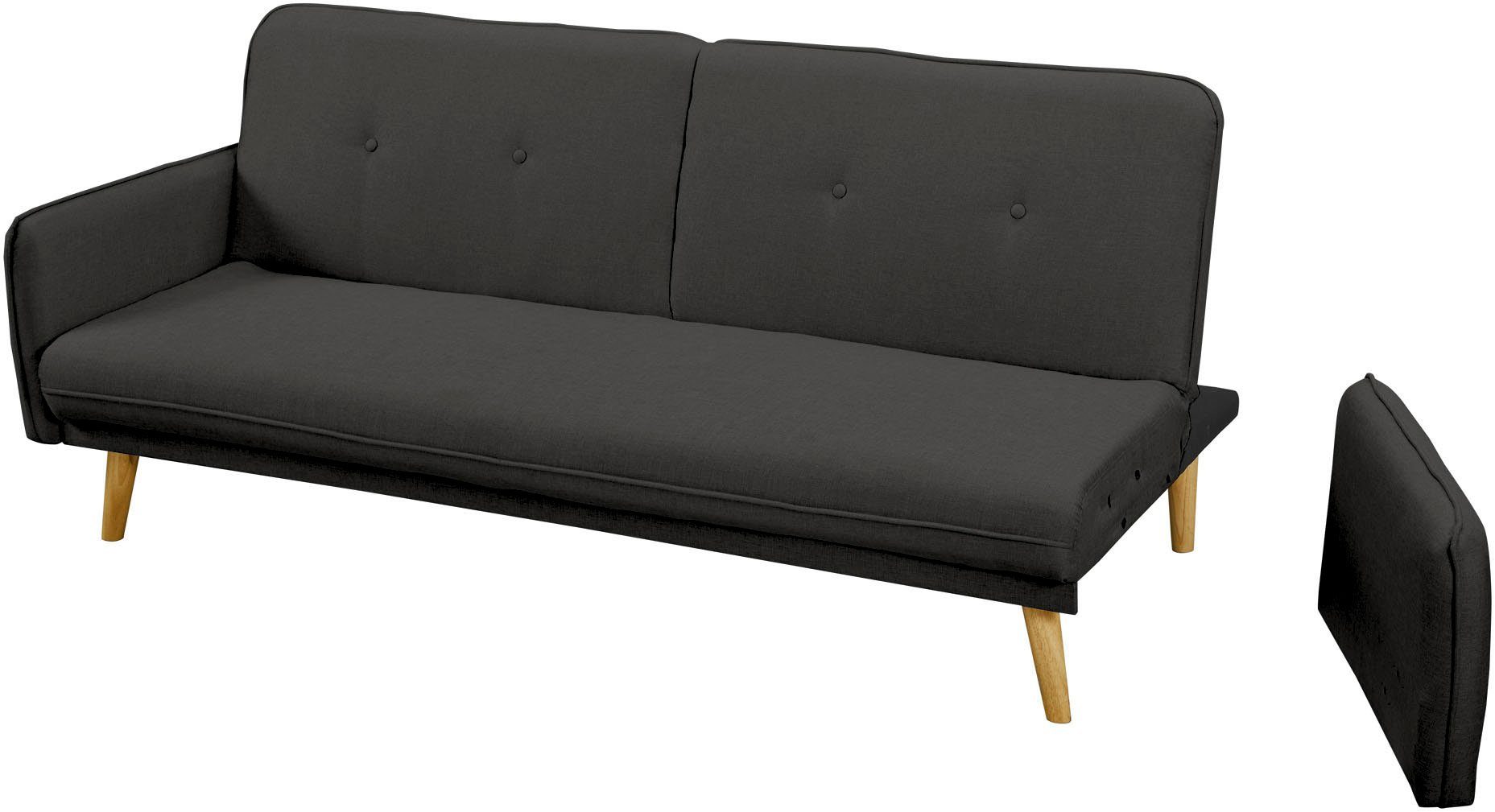 SalesFever Slaapbank Linköping, 3-zits bank met knoopbevestiging op de rug en slaapfunctie, breedte 188 cm