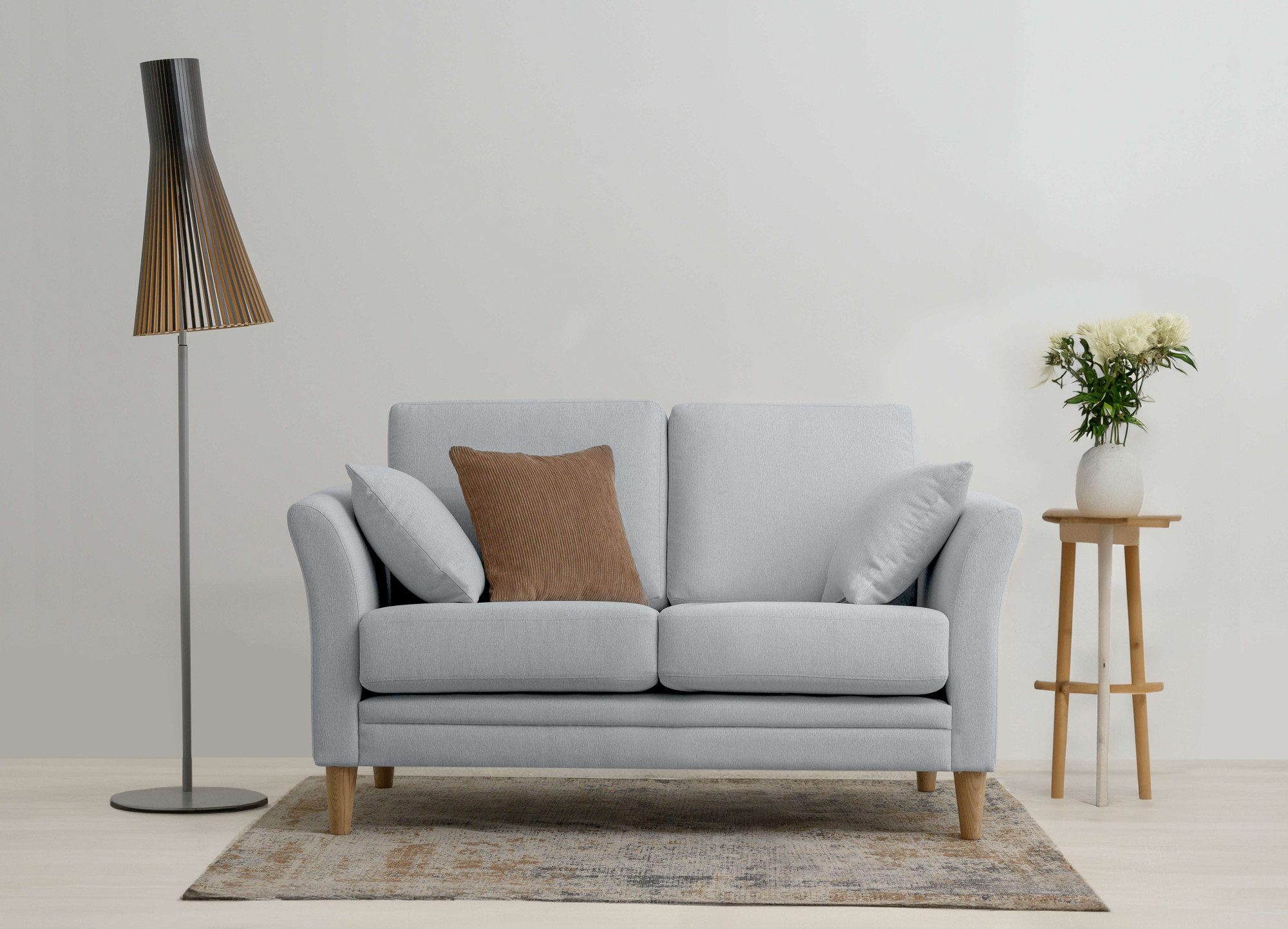 Home affaire 2-zitsbank Arellano, breedte 155 cm klassiek ontwerp, 2 sierkussens inbegrepen, fijn geweven stof grijs, 2-zitsbanken