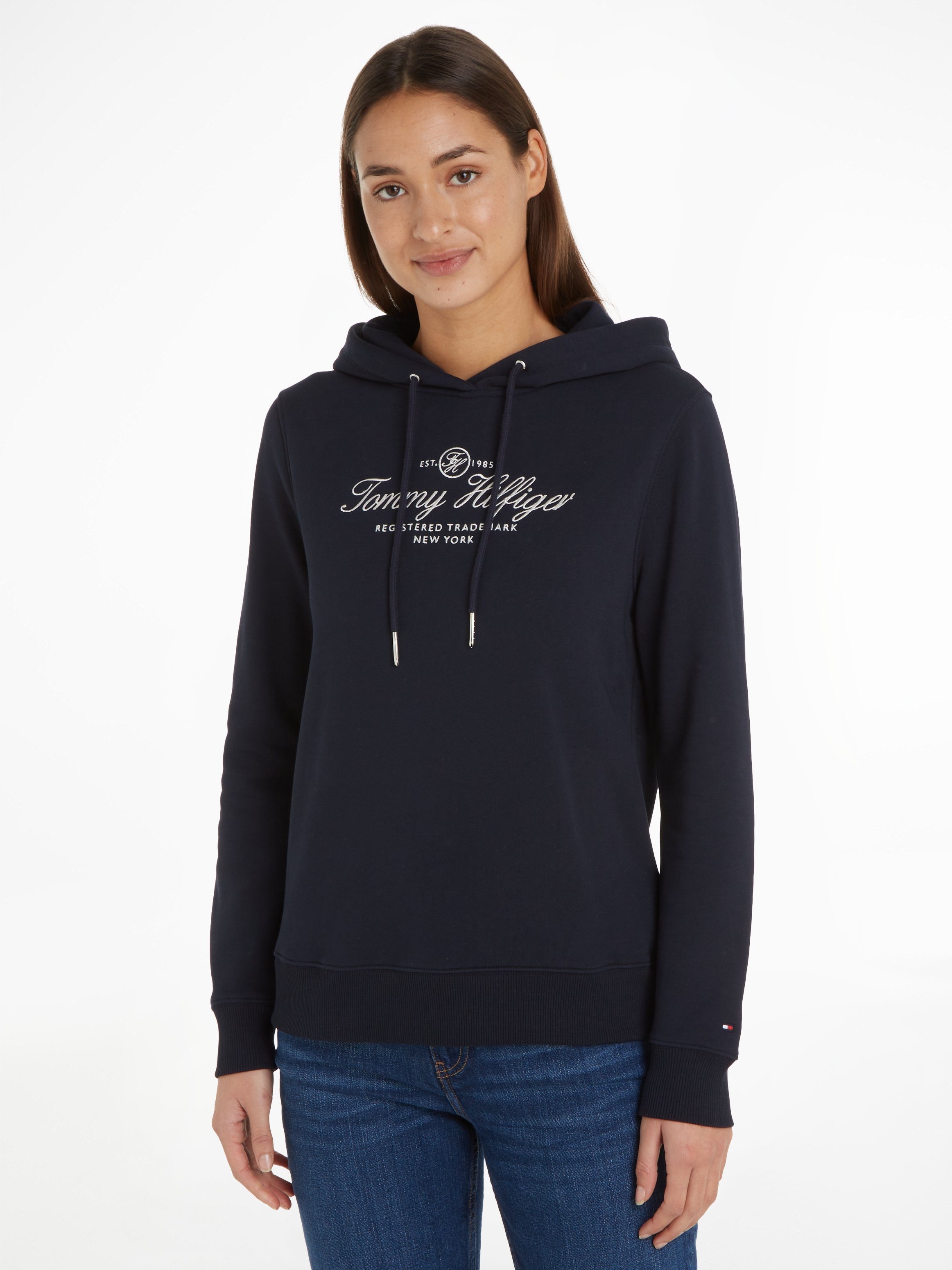 Tommy Hilfiger Hoodie REGULAR HILFIGER SCRIPT HOODIE met groot geborduurd logo op de borst