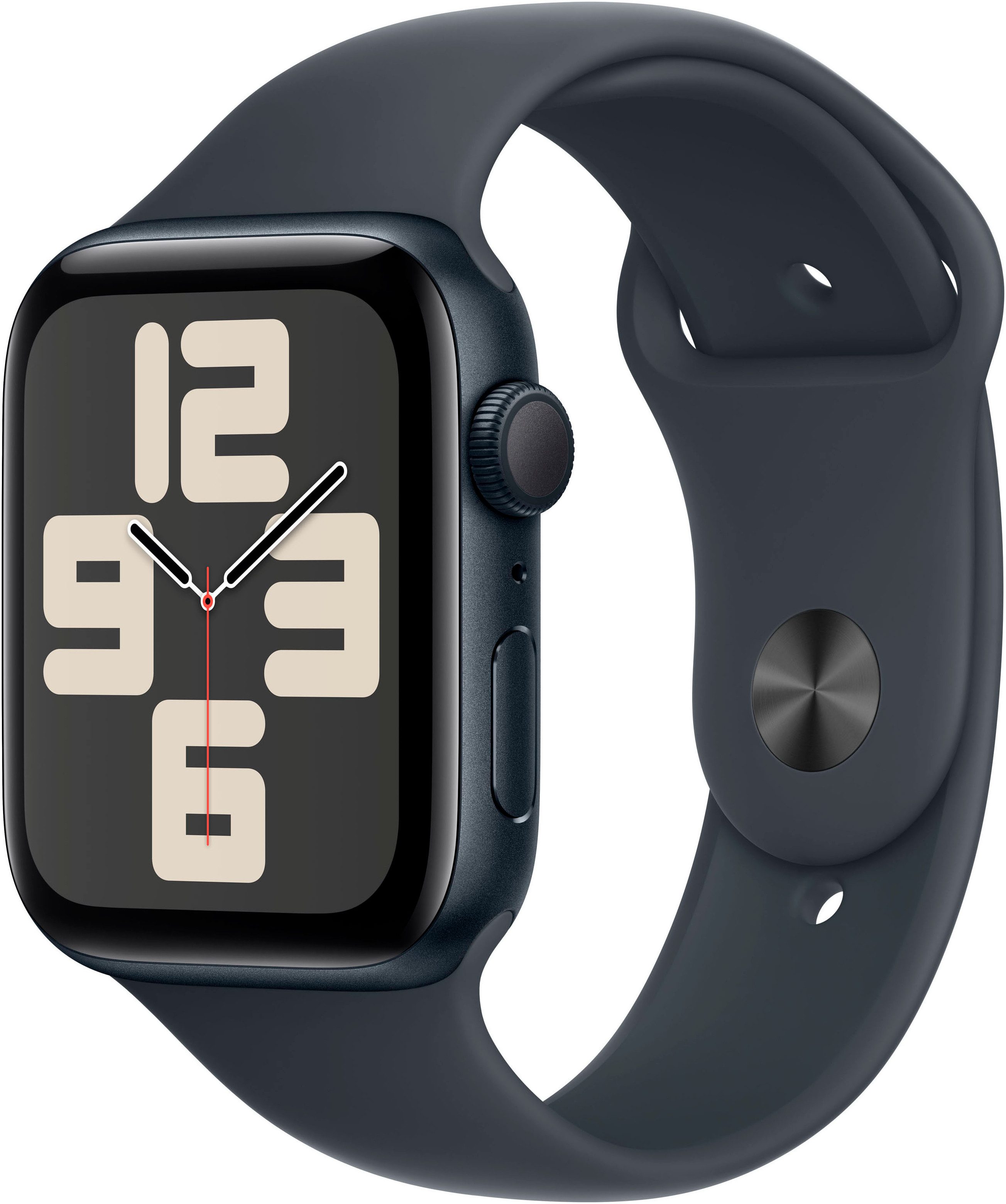 Apple Watch SE (2024) GPS 44 mm Aluminium kast Sportband Middernacht S-M