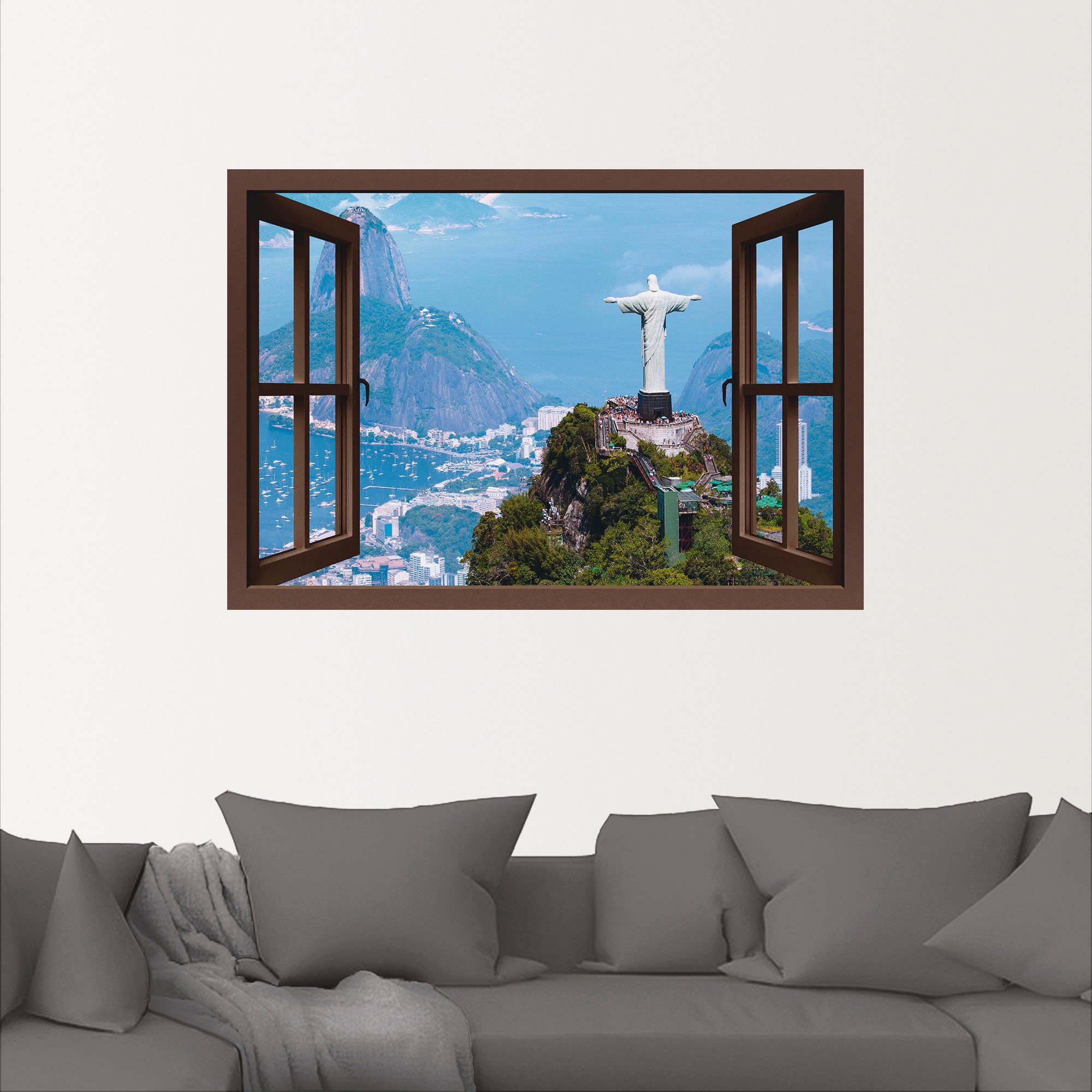 Artland Wandfolie Rio de Janeiro met Christus, bruin