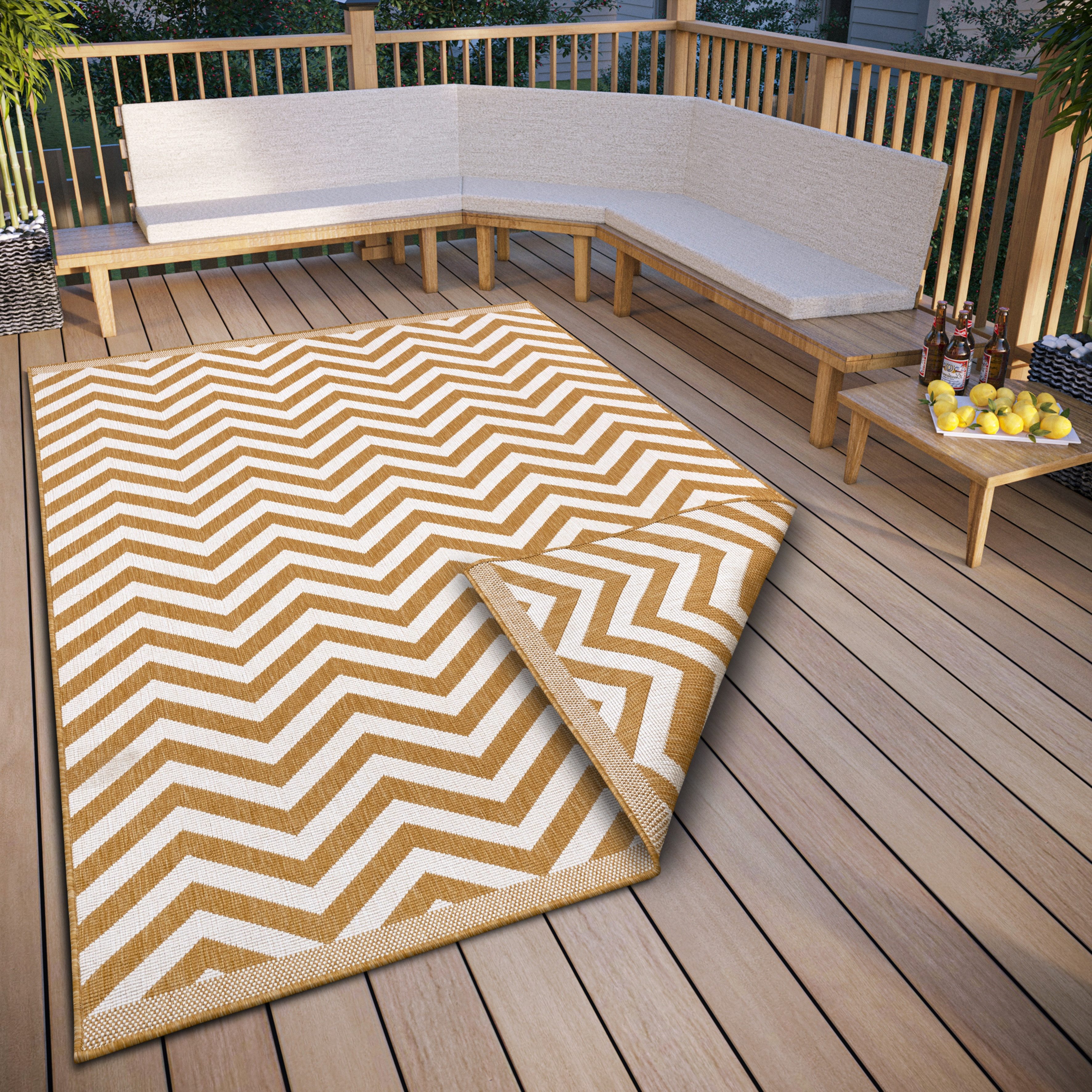 NORTHRUGS Vloerkleed Palma tweezijdig te gebruiken kleed Binnen- en buitengebruik, weerbestendig, balkon, loper, woonkamer, waterbestendig moderne