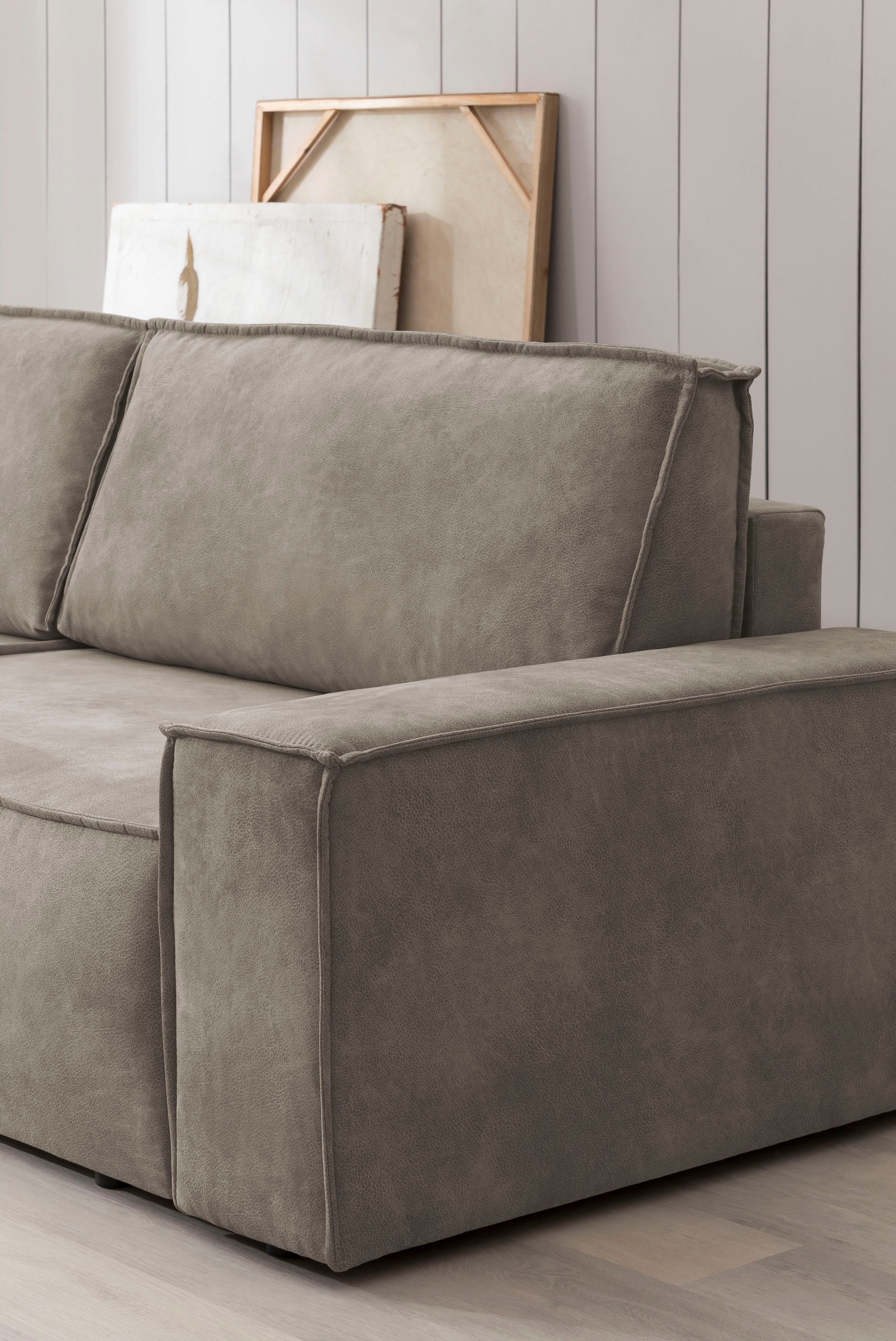 Home affaire Zithoek SHERWOOD 329 cm, U-vorm, slaapbank, Slaapfunctie met bedkist (194x139 cm), cord, vintage, fluweel