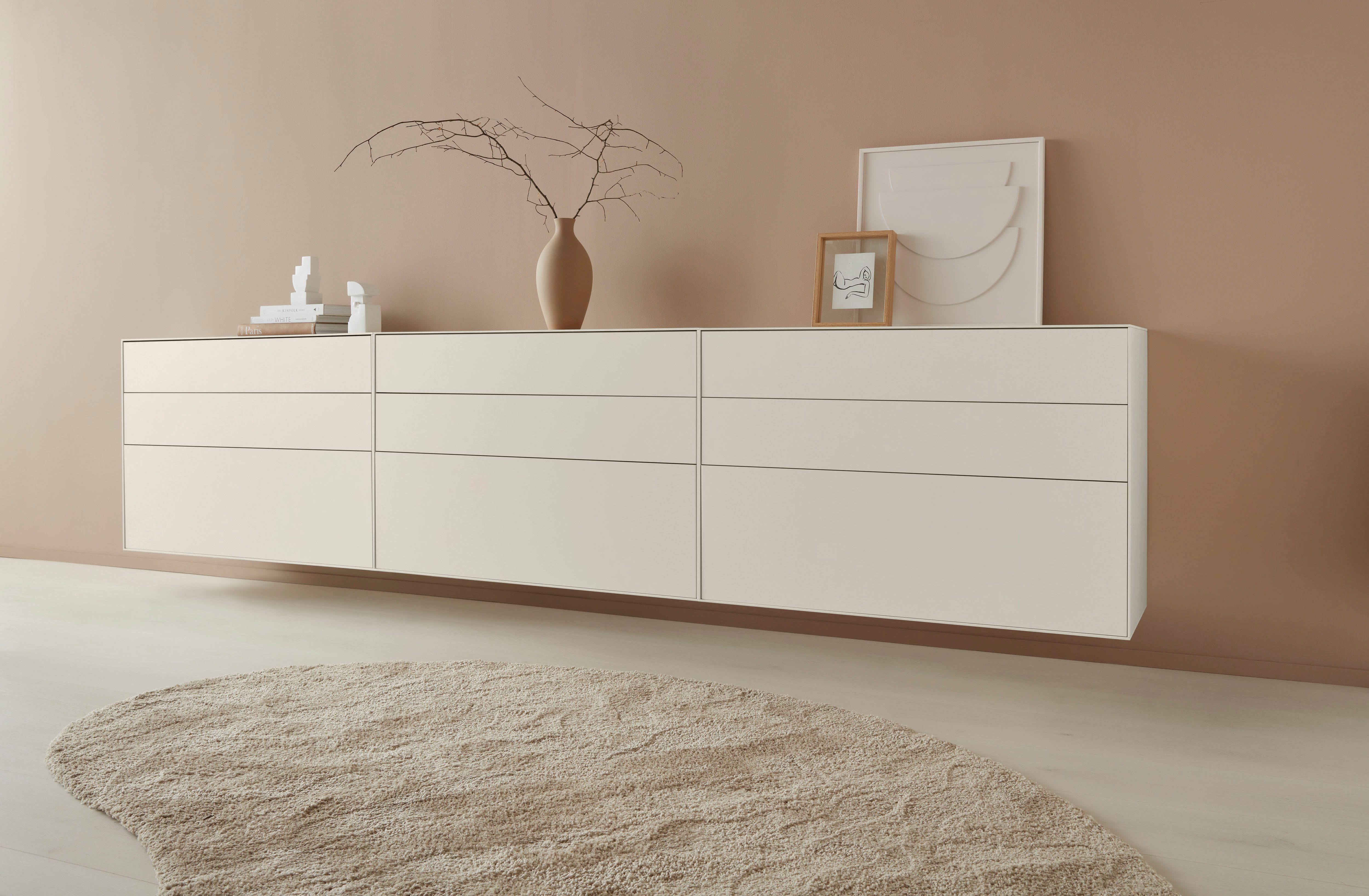 LeGer Home by Lena Gercke Dressoir Essentials Breedte: 335 cm, MDF gelakt, push-to-open-functie (3 stuks) dressoirs grijs