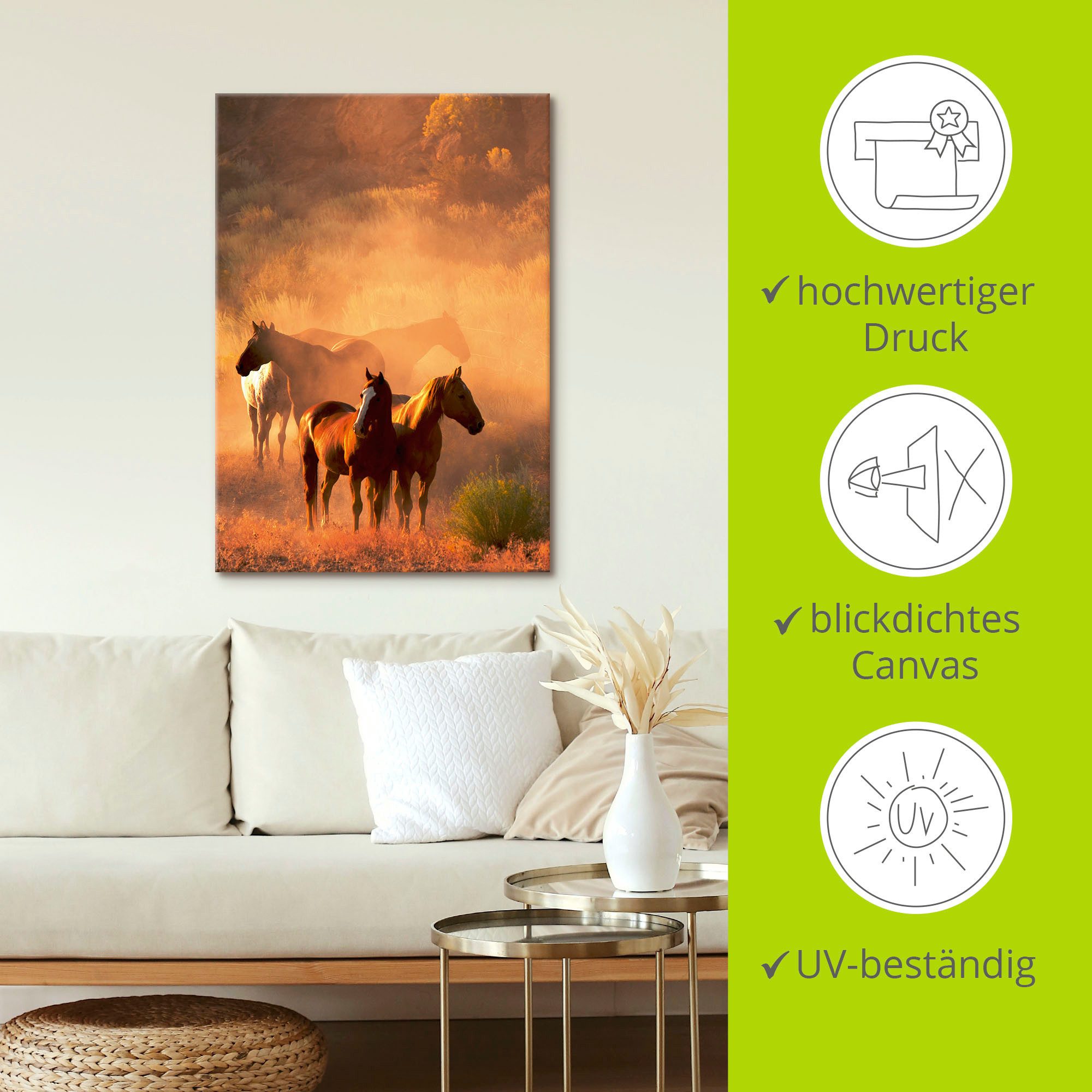 Artland Artprint op linnen Vreedzame verzameling - paarden