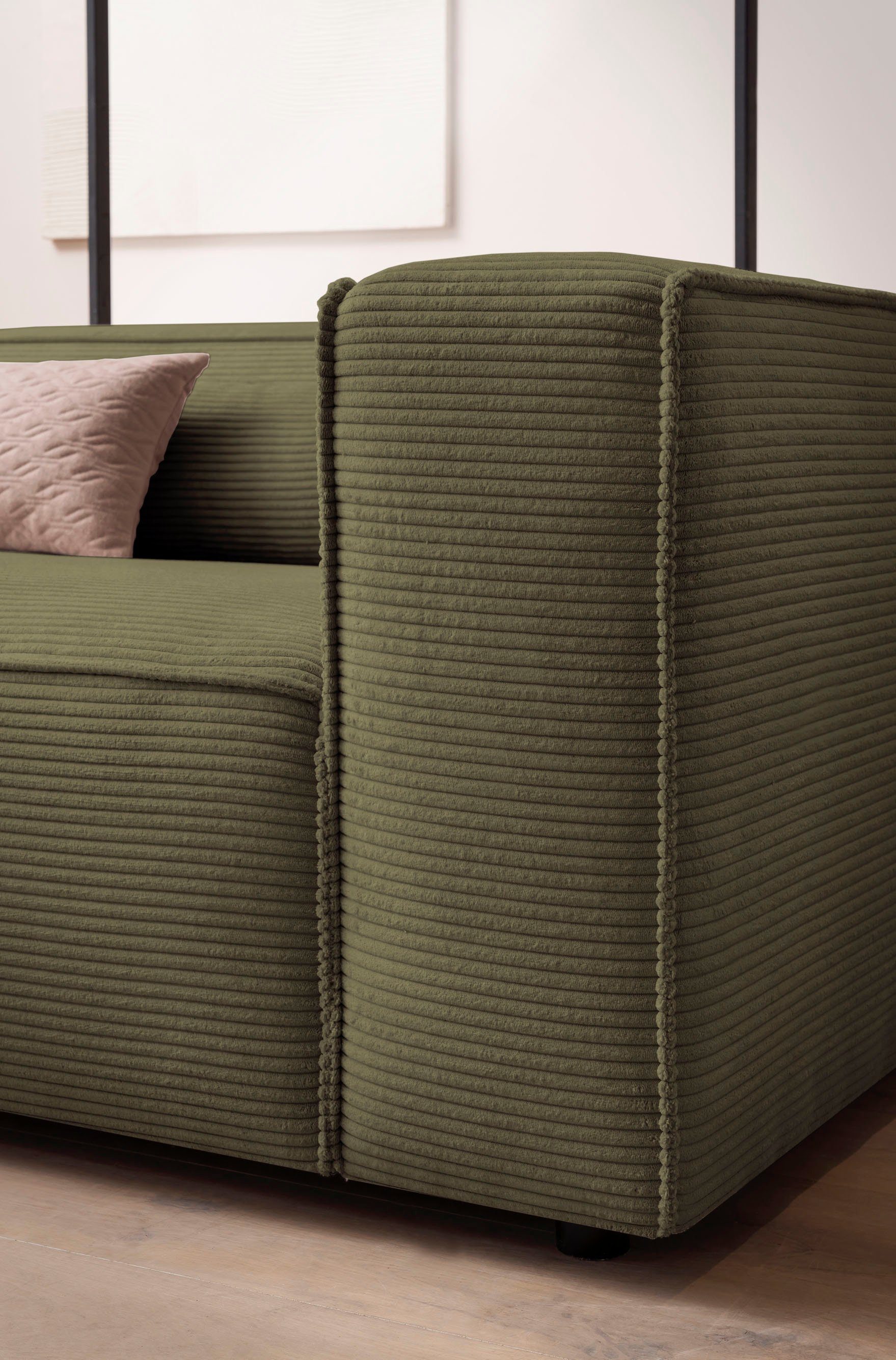 LeGer Home by Lena Gercke 3-zitsbank PIARA, XXL sofa met biesnaad, Big-sofa in cord of linnenlook