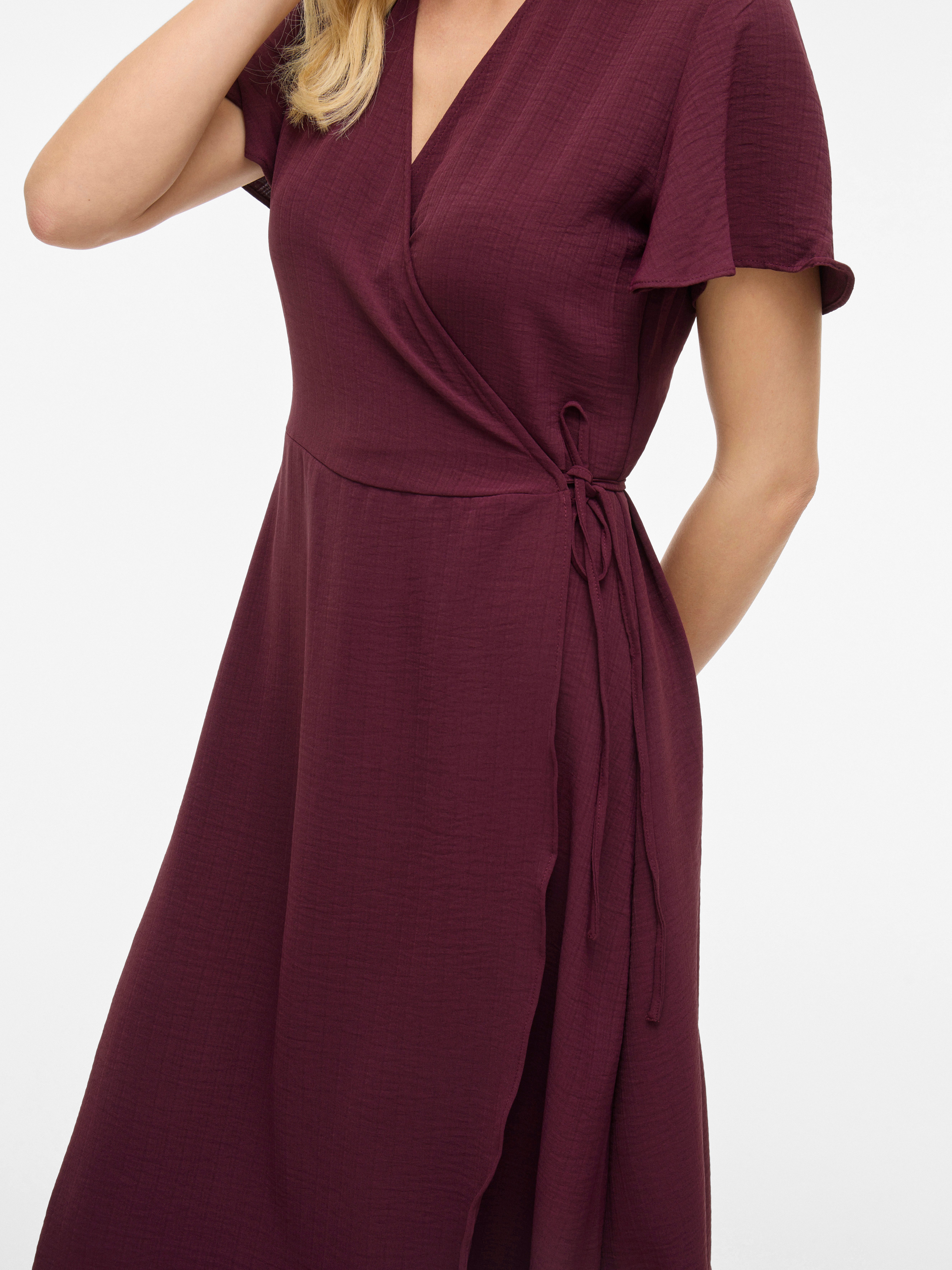 Vila Wikkeljurk VILOVIE S/S WRAP MIDI DRESS - NOOS