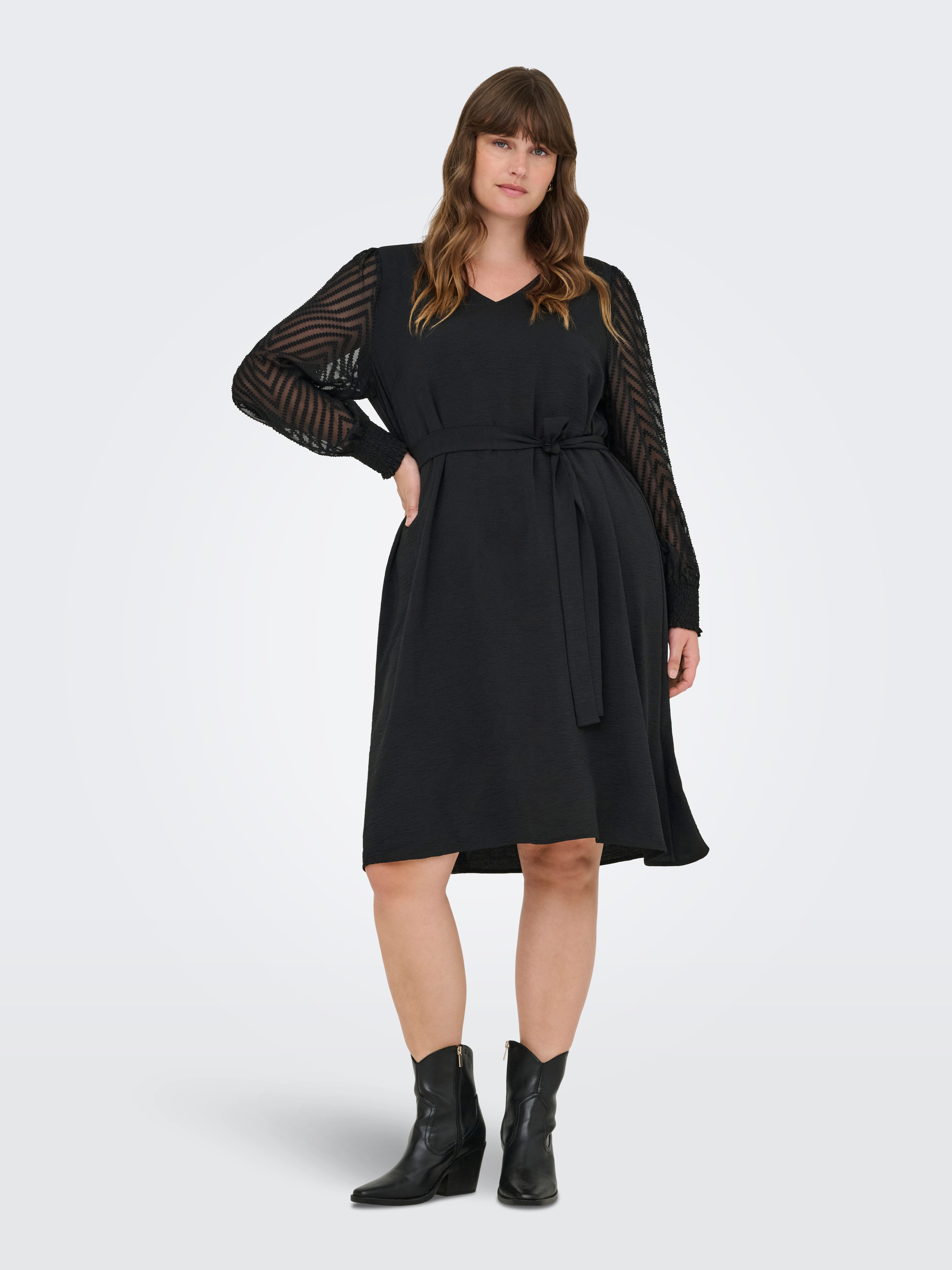 ONLY CARMAKOMA Midi-jurk CARMETTA LIFE LS KNEE DRESS WVN
