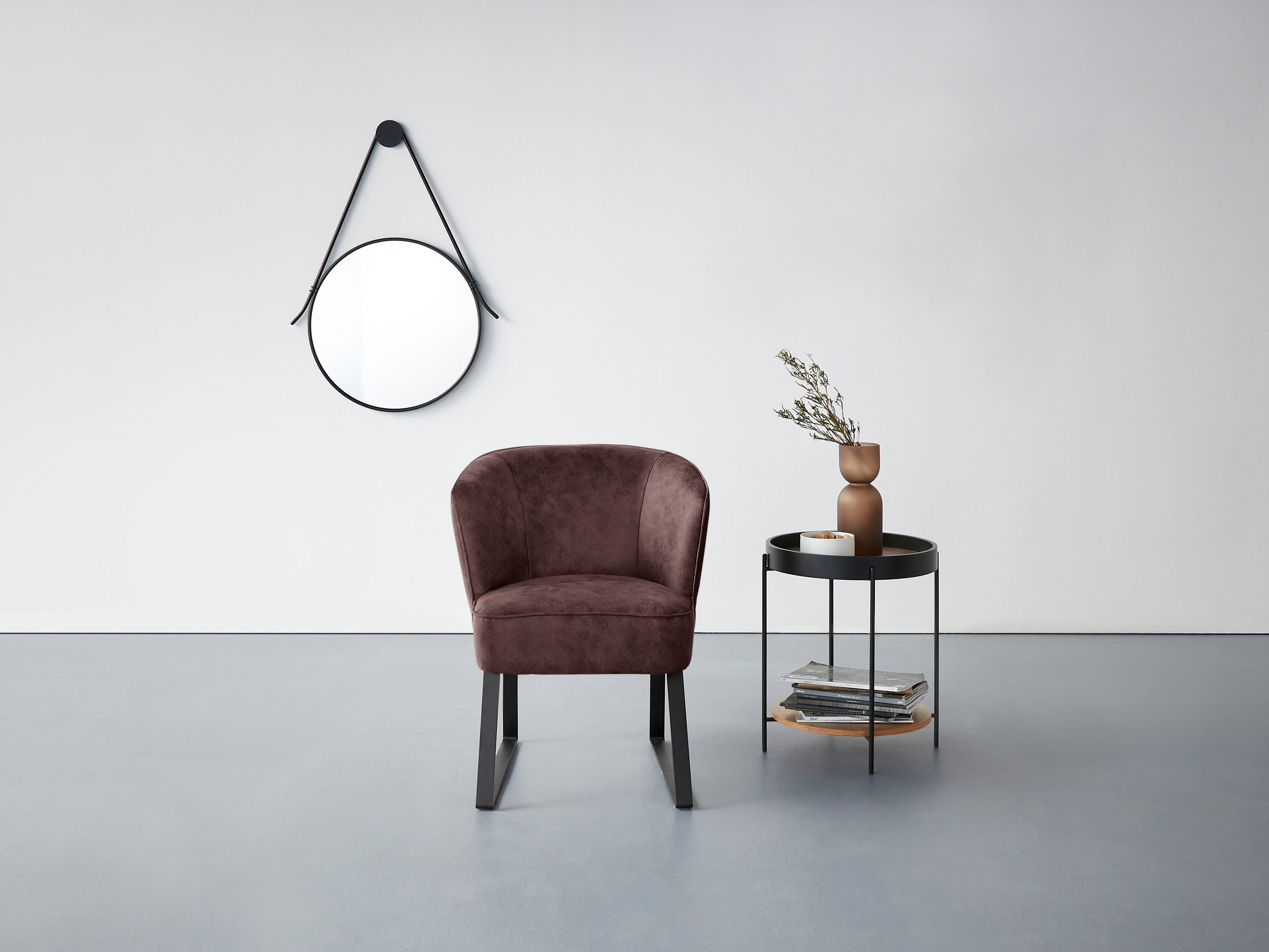 exxpo - sofa fashion Fauteuil Americano, loungestoel met bies en metalen poten, verschillende typen bekleding, 1 stuk
