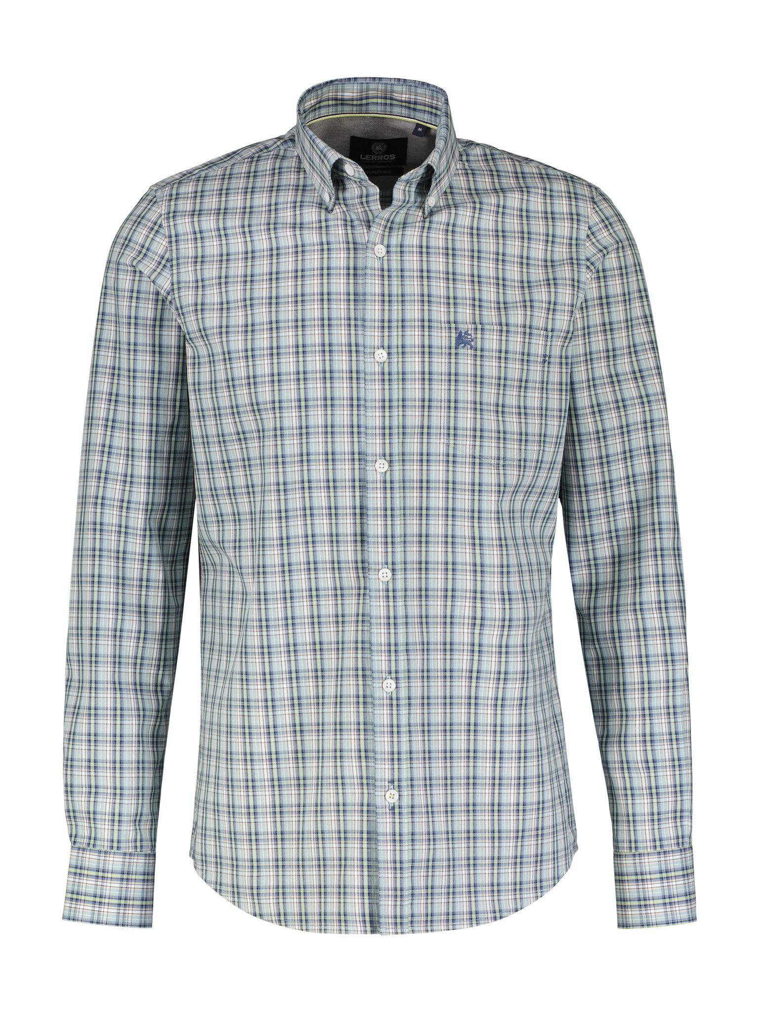 Lerros Geruit overhemd met geborduurd logo heren casual overhemden maat XL blauw
