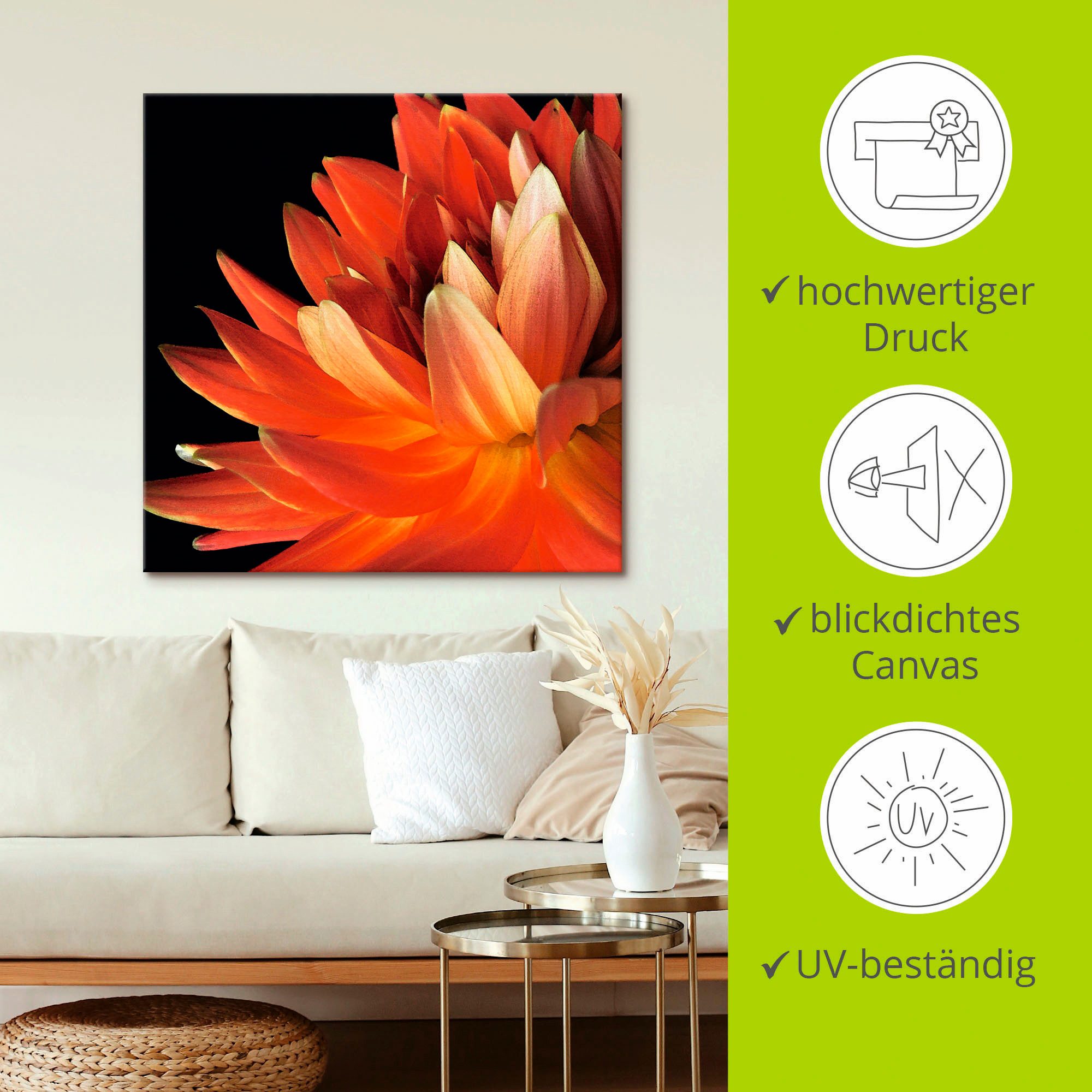 Artland Artprint op linnen Rode dahlia gespannen op een spieraam