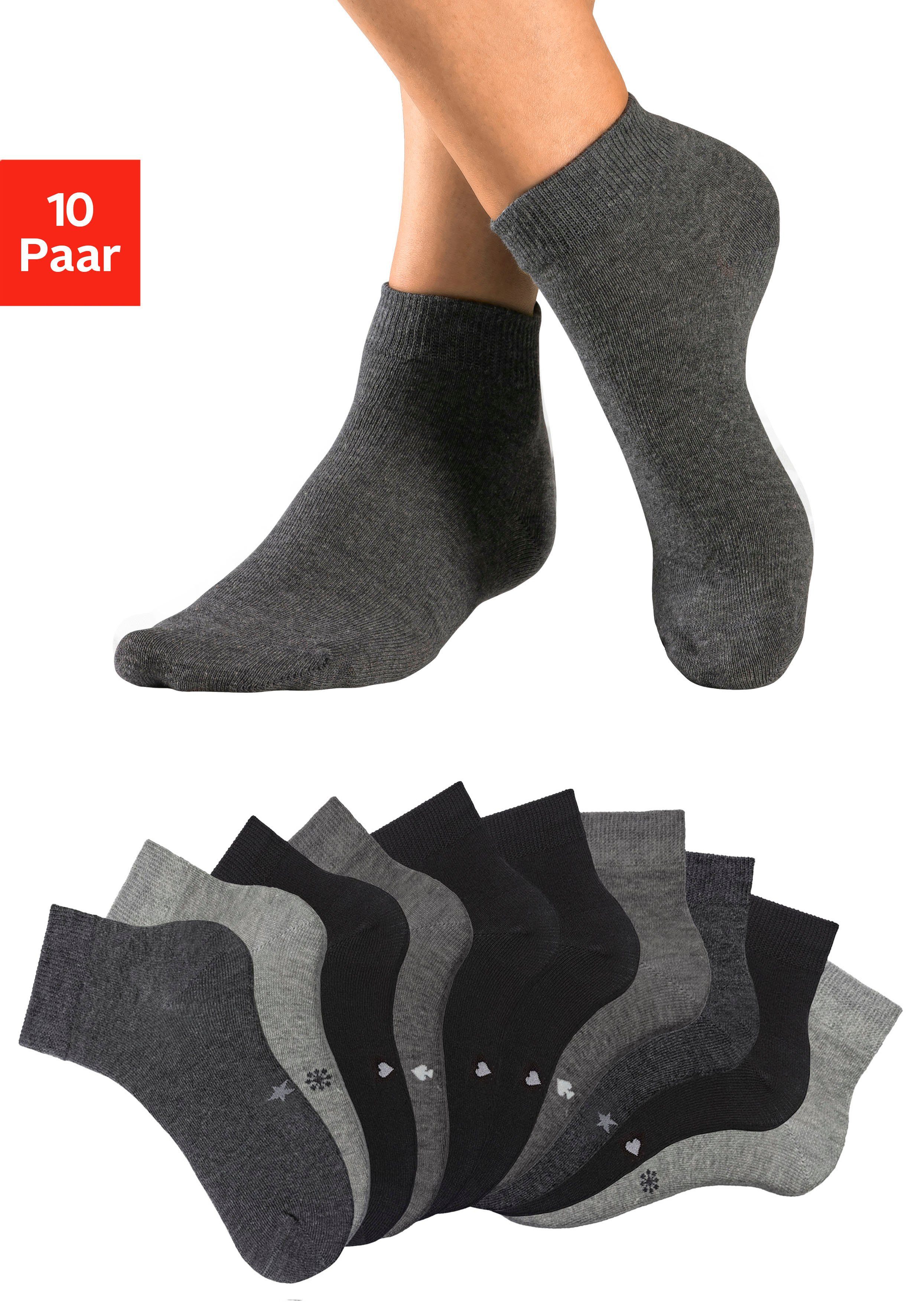 H.I.S Korte sokken met ingebreide symbolen (set, 10 paar)