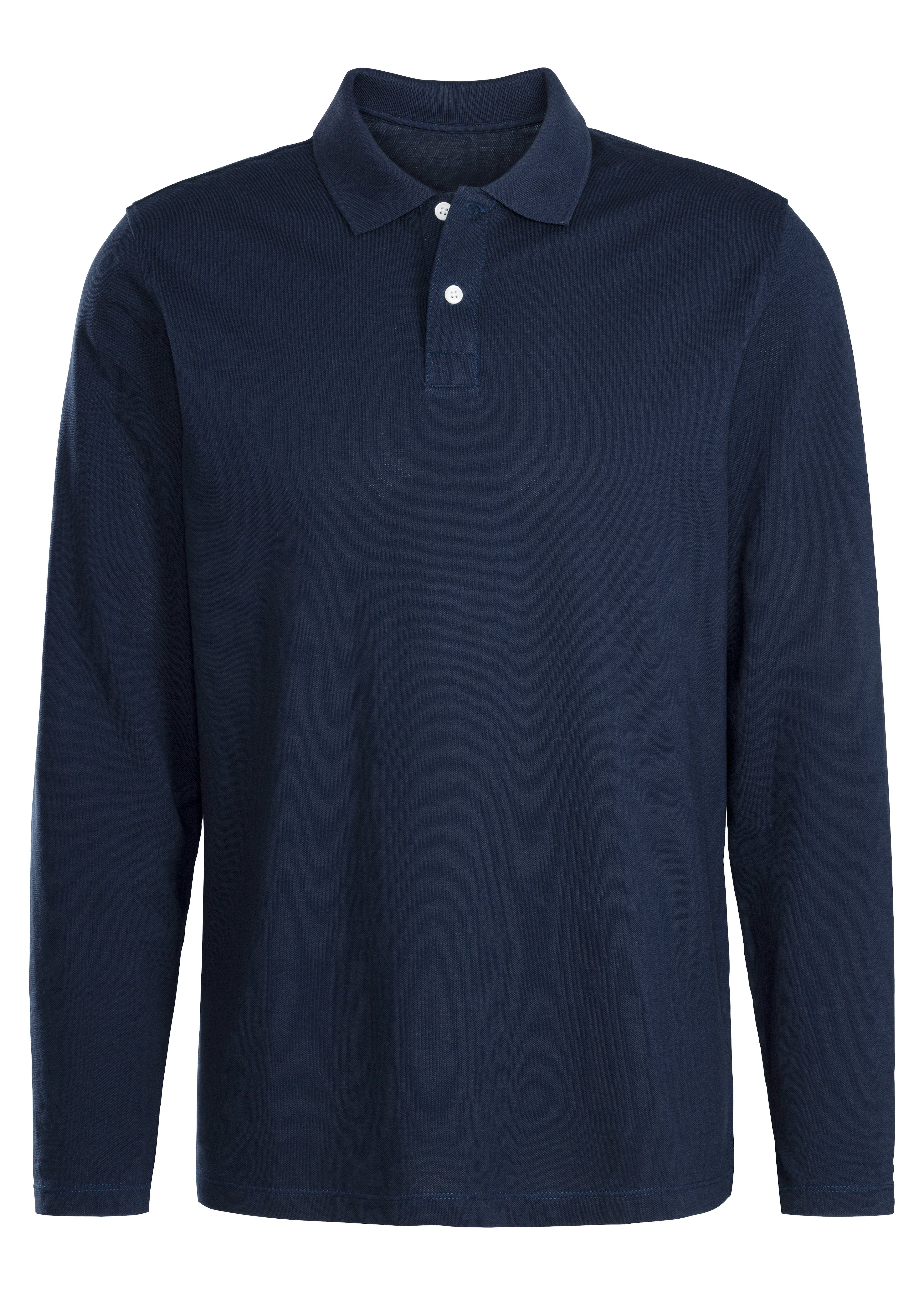 Beachtime Poloshirt met lange mouwen Shirt met polokraag en knoopsluiting van katoen-piqué