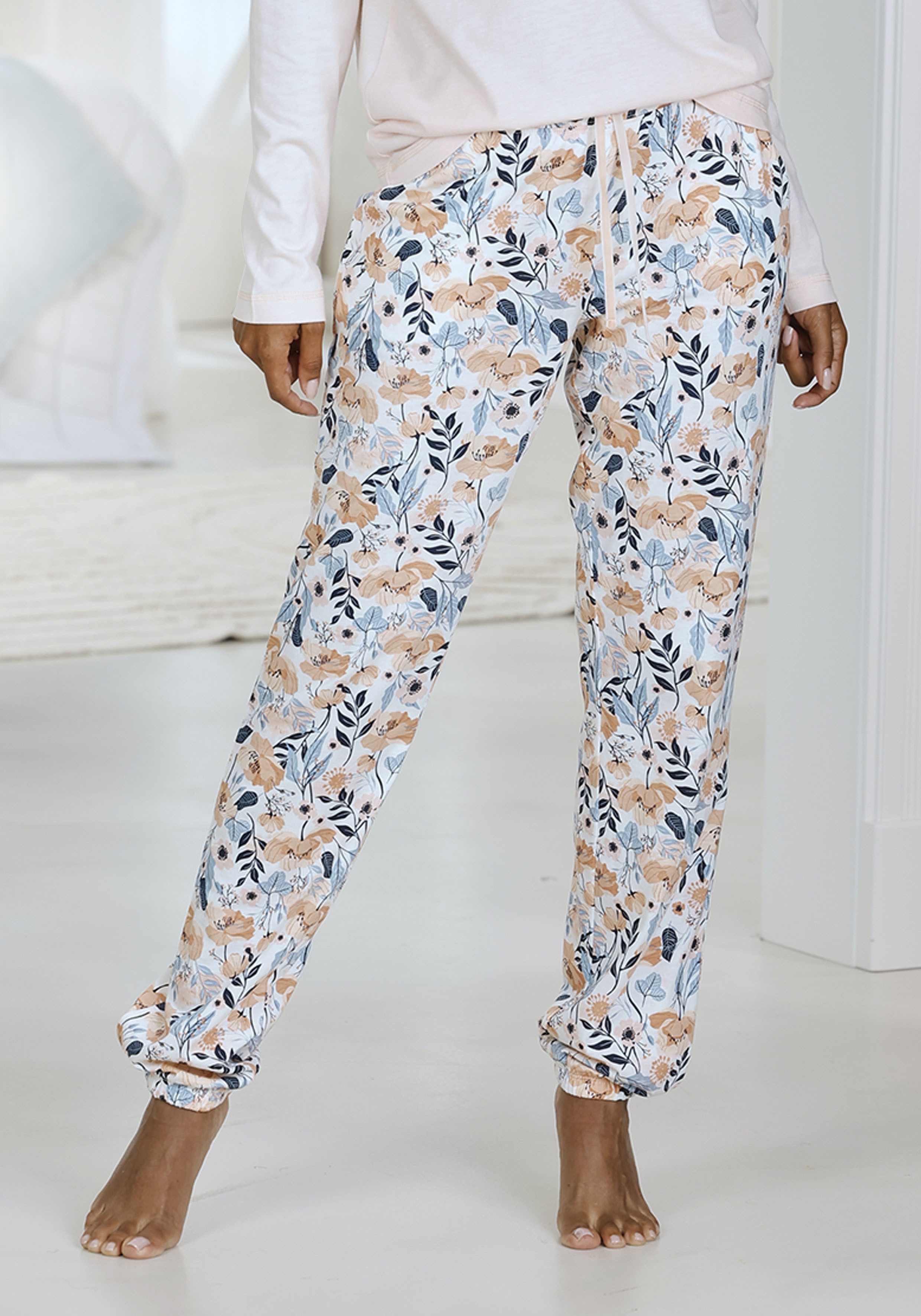 Vivance Dreams Pyjamabroek met all-over motief dames nachtkleding maat 40/42 roze