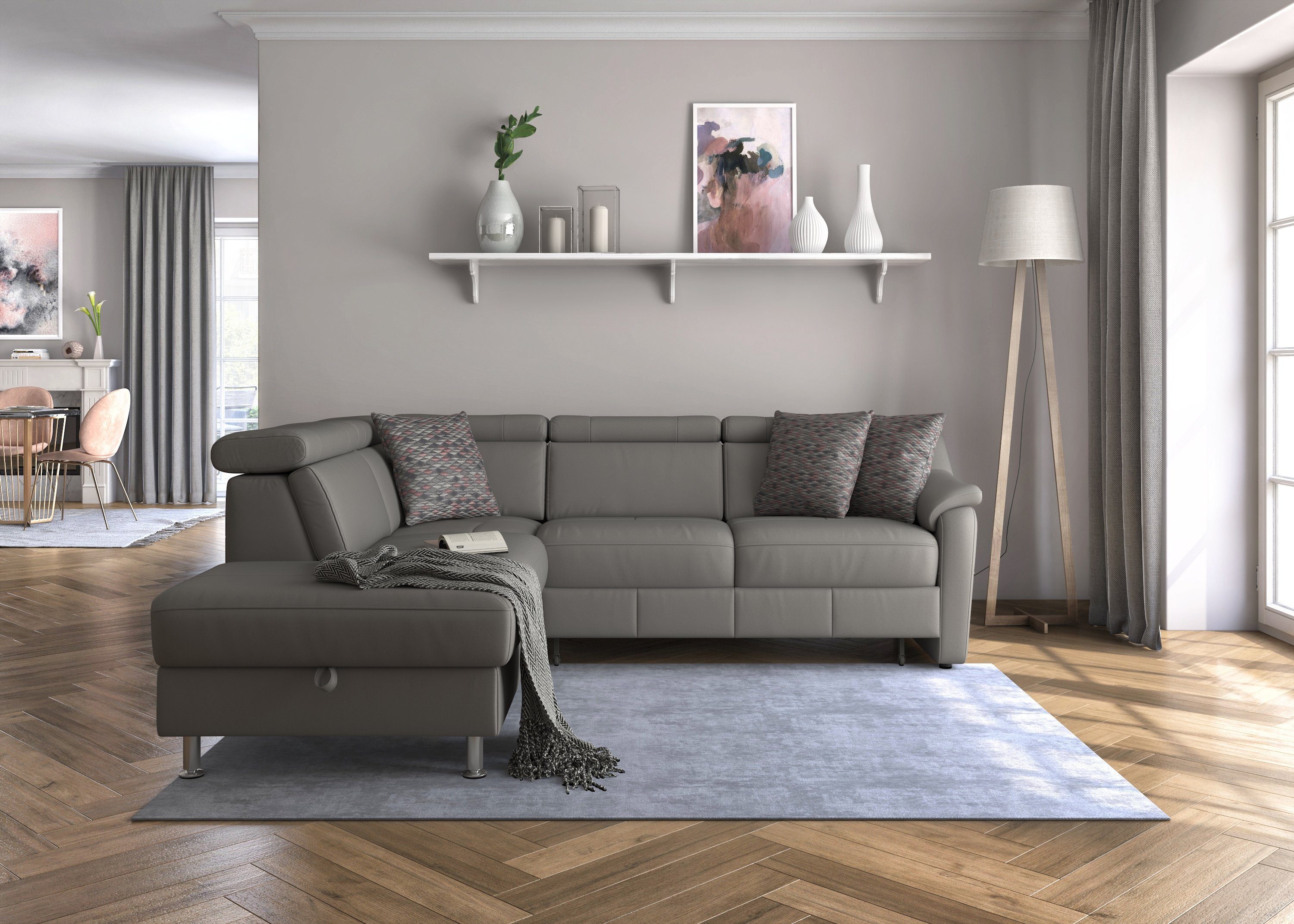 sit&more Hoekbank Freetown L-vorm met verstelbare hoofdsteun en comfortabele binnenvering