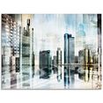 artland print op glas frankfurt skyline abstracte collage (1 stuk) blauw