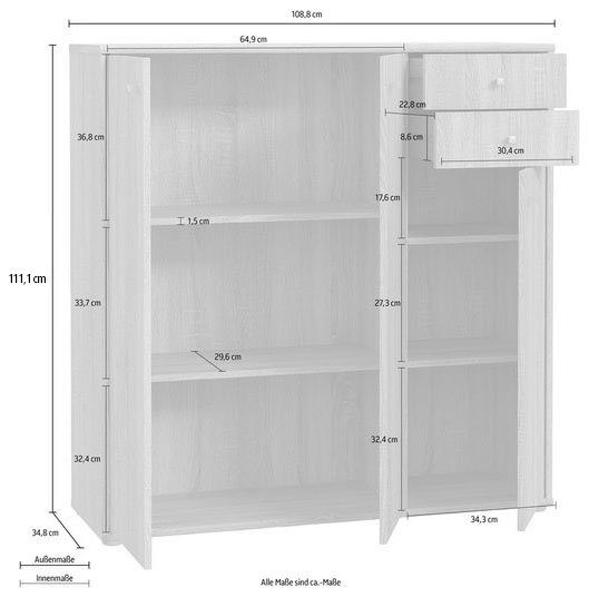FORTE Kast Tempra Breedte 108,8 cm