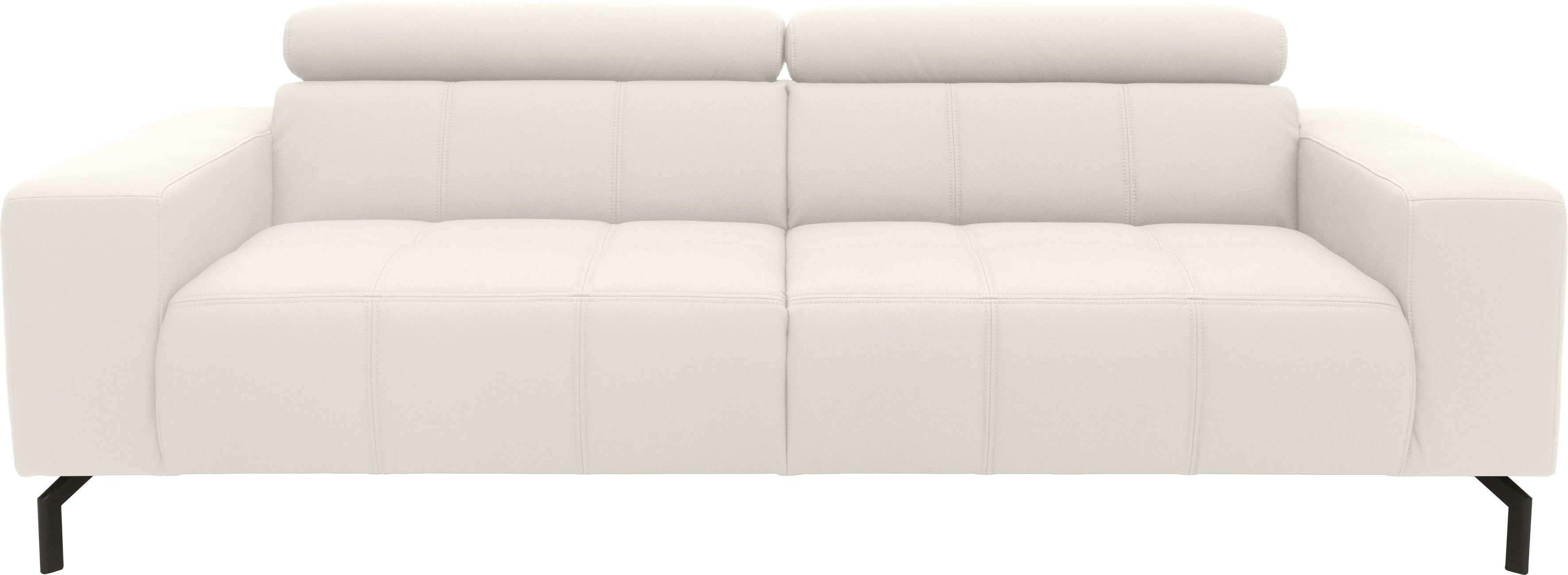 DOMO collection 2,5-zitsbank Cunelli zeitlos und elegant, moderne Sitznähte als Designelement, wit, 2-zitsbanken, Met verstelbaar hoofdeind