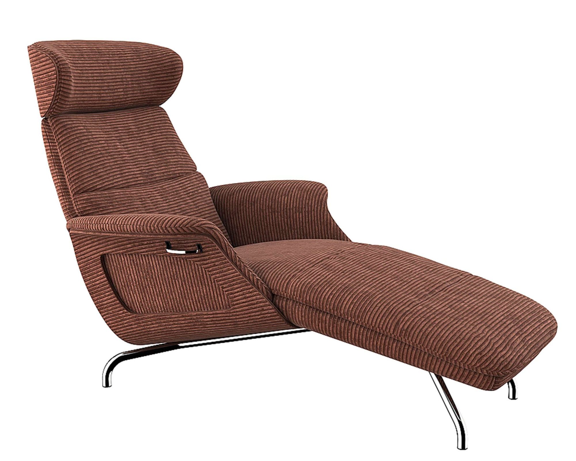 FLEXLUX Loungestoel Clement chaise longue, relaxstoel, ligstoel Rug- en hoofdsteunverstelling, armleuning gepolsterd geolied, voet van aluminium