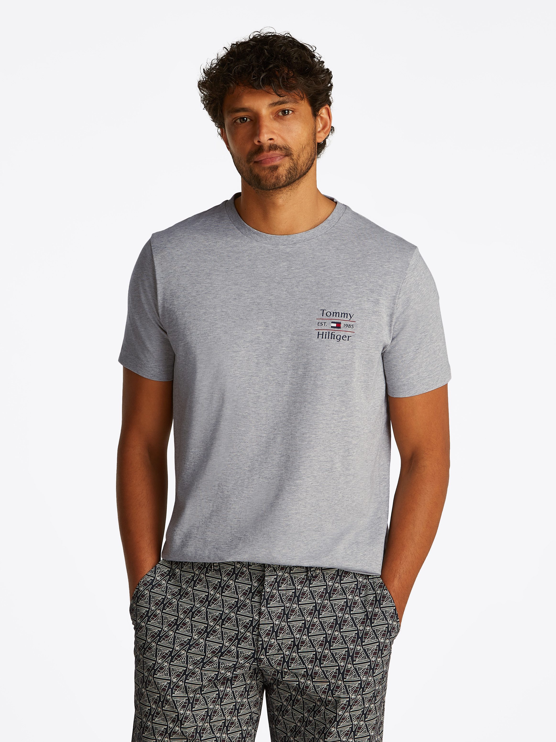 Tommy Hilfiger Shirt met ronde hals HILFIGER STACK TEE heren ronde hals maat XL grijs