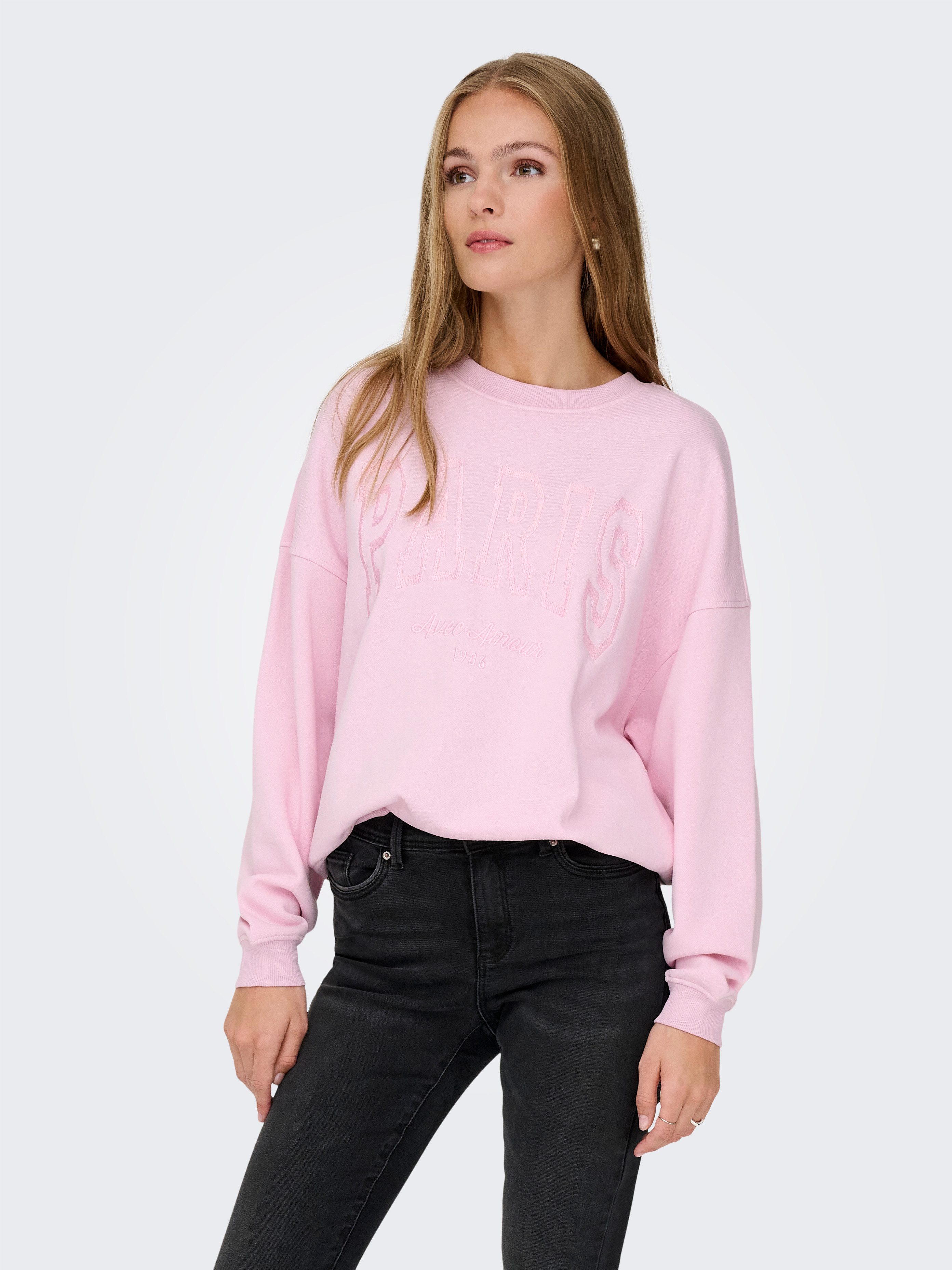 JDY Sweatshirt JDYMESA L/S O-NECK EMB SWEAT JRS NOOS